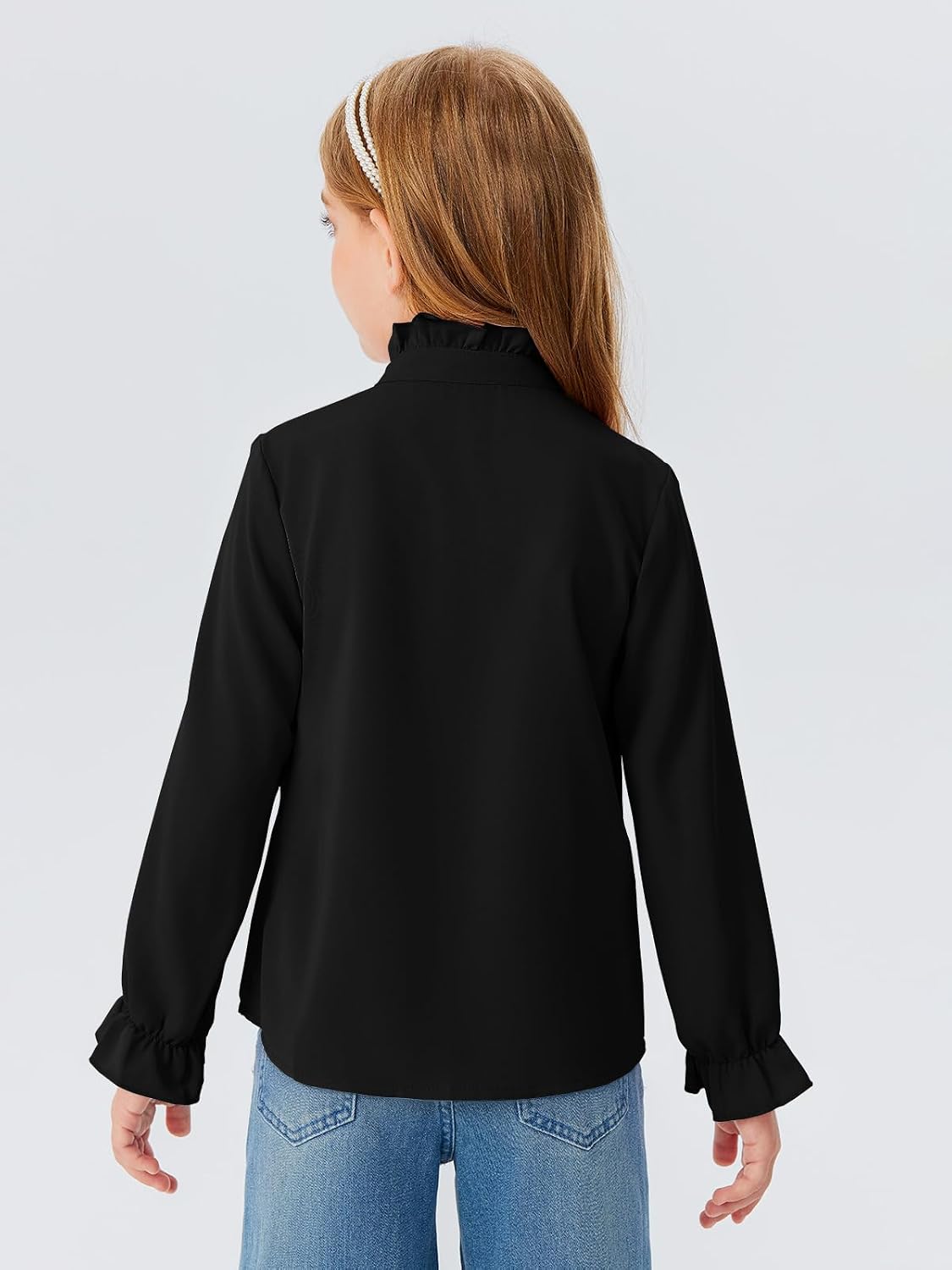 Thumbnail 3 de Haloumoning meisjesblouse met lange mouwen, ruches en opstaande kraag
