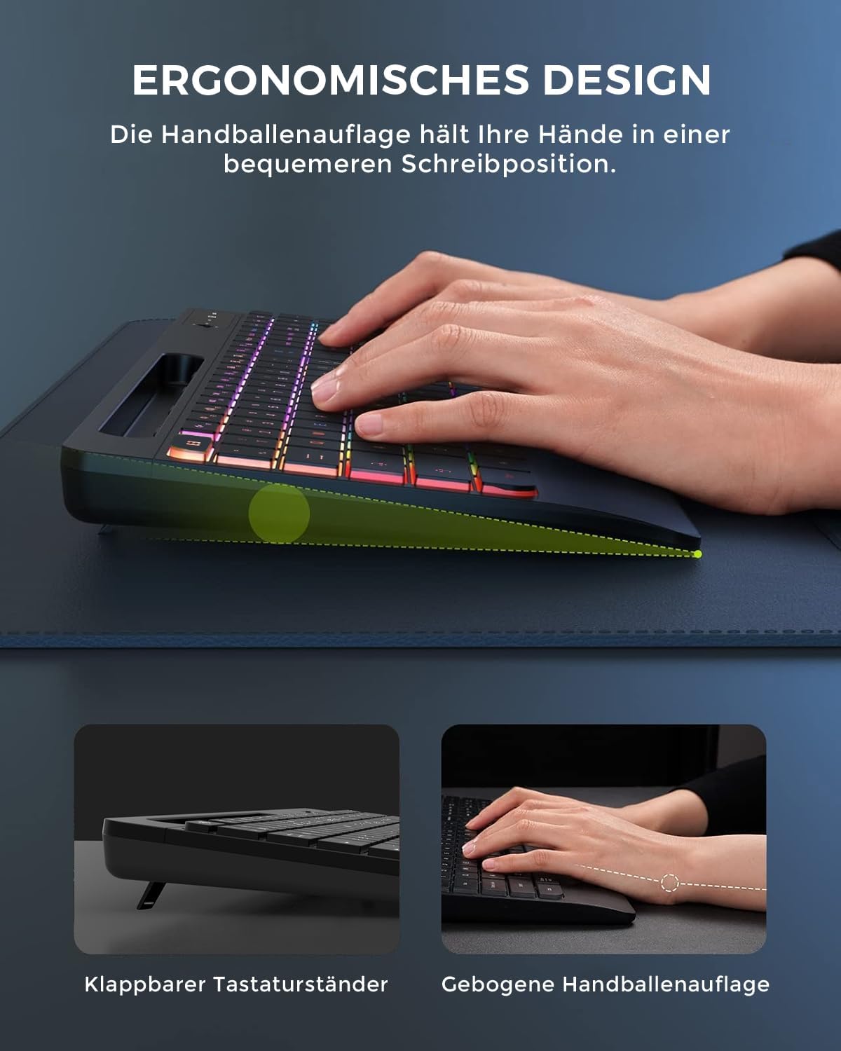Detalle 2 de seenda JPX006 kabelloses Tastatur-Maus-Set 3 DPI