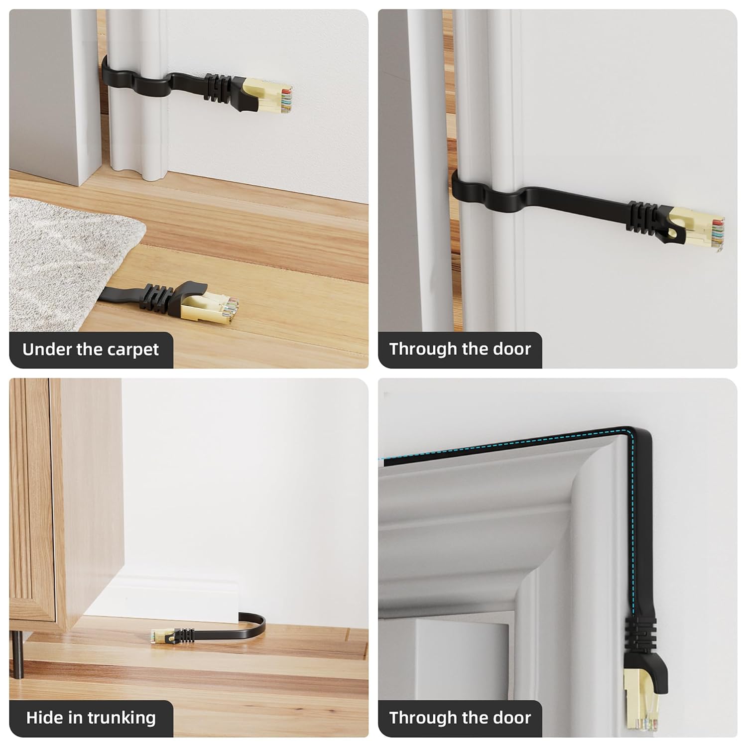 Detalle 2 de YesTXR LAN-Kabel Cat 8, 15 m (S/FTP, RJ45) für 40 Gbps und 2000 MHz – Schwarz
