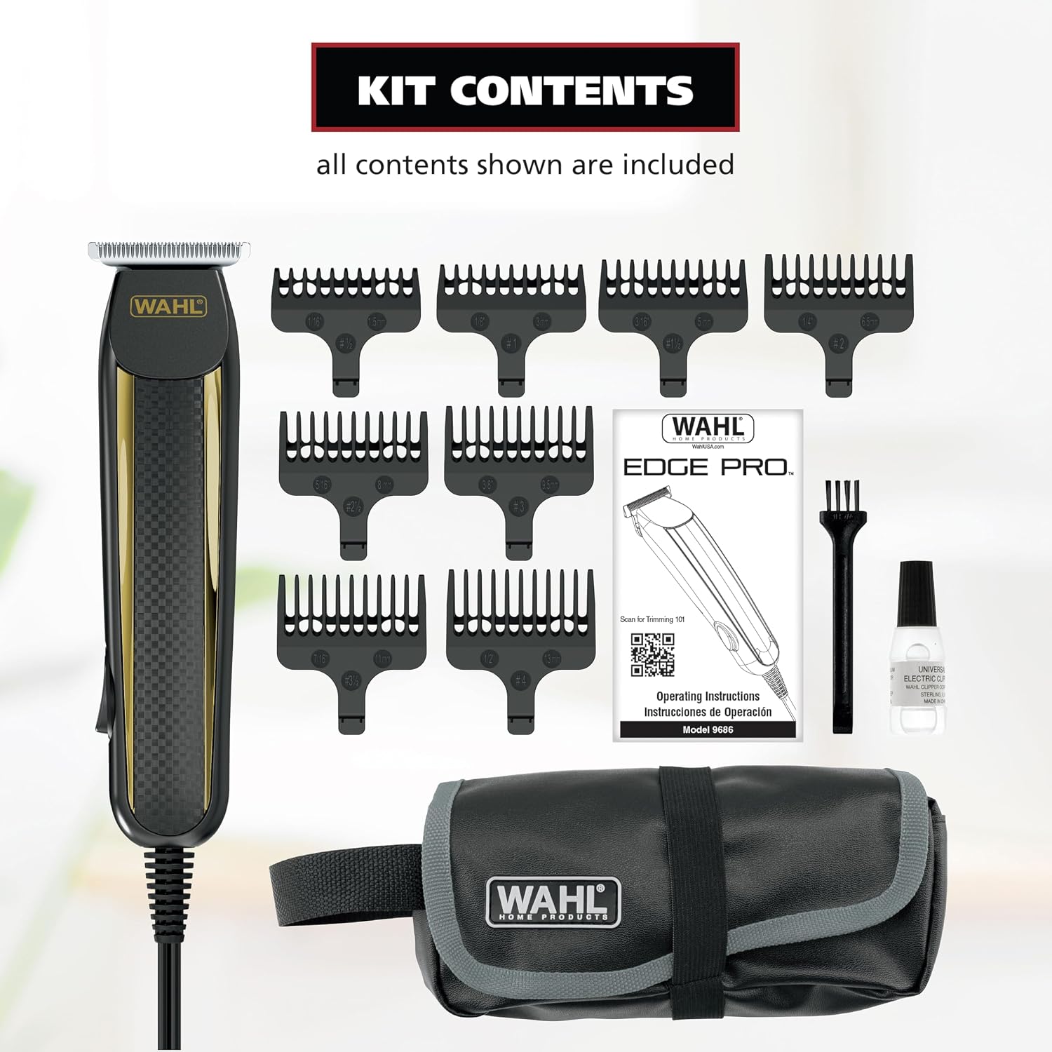 Detalle de Wahl Edge Pro 9686-300 Corded Beard Trimmer with Zero-Overlap T-Blade