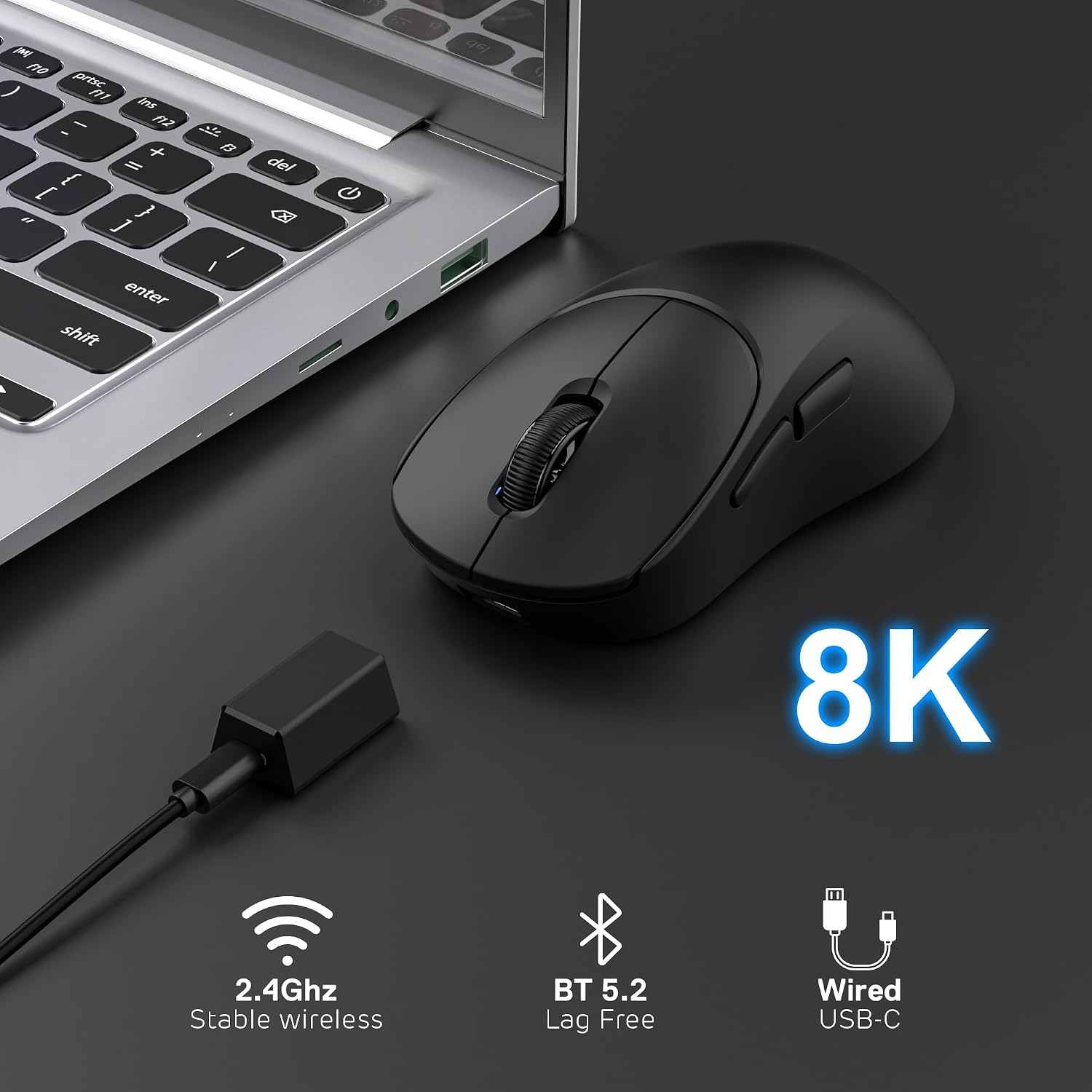 Thumbnail 2 de RK ROYAL KLUDGE MG5 Wireless Gaming Mouse con sensore PAW3950, 42.000 DPI e doppia frequenza 8K