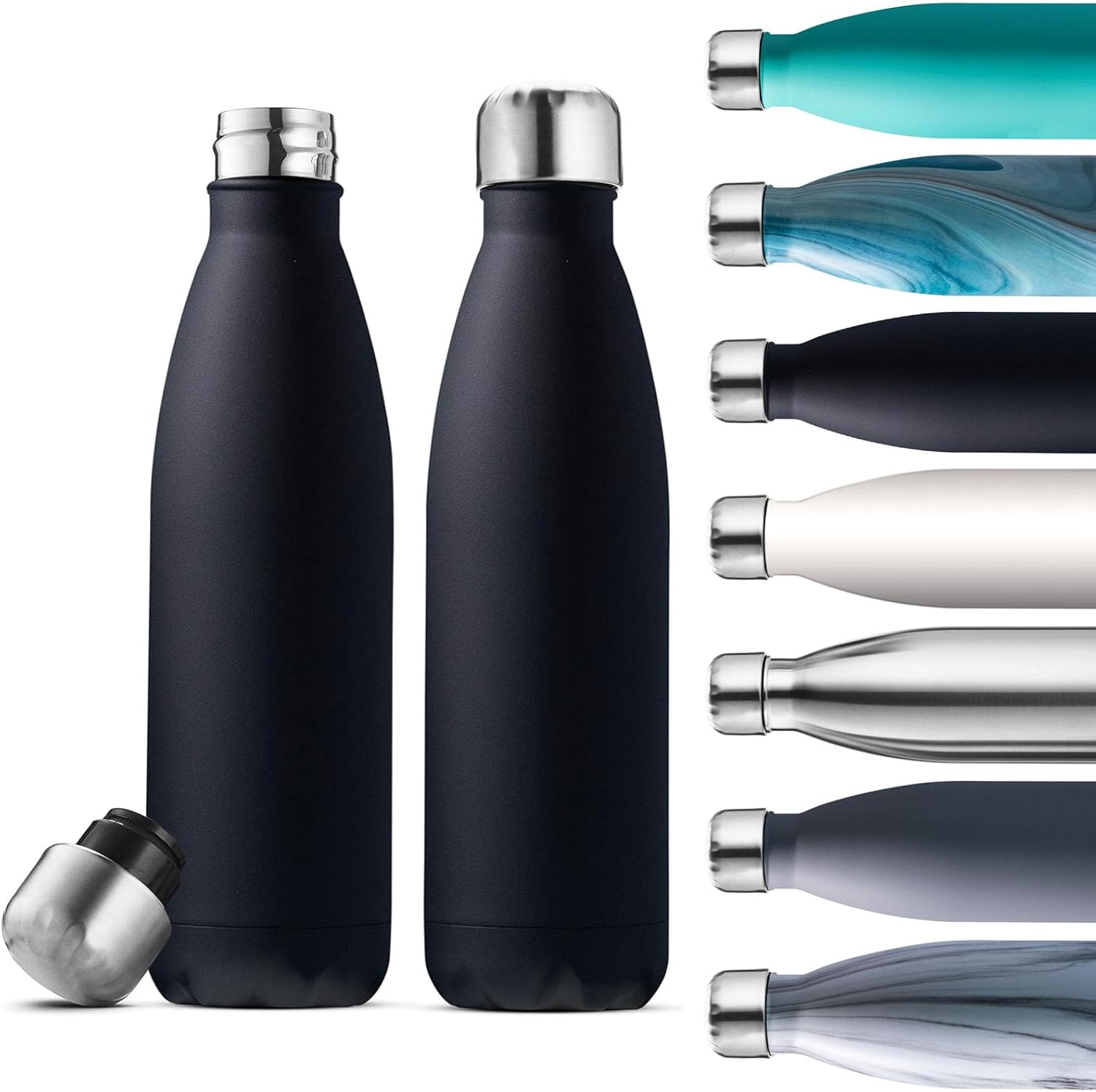 Thumbnail 3 de Fresh White Marble 2-Pack 500ml Stainless Steel Insulated Water Bottles (Leak-Proof, Shatter-Resistant)