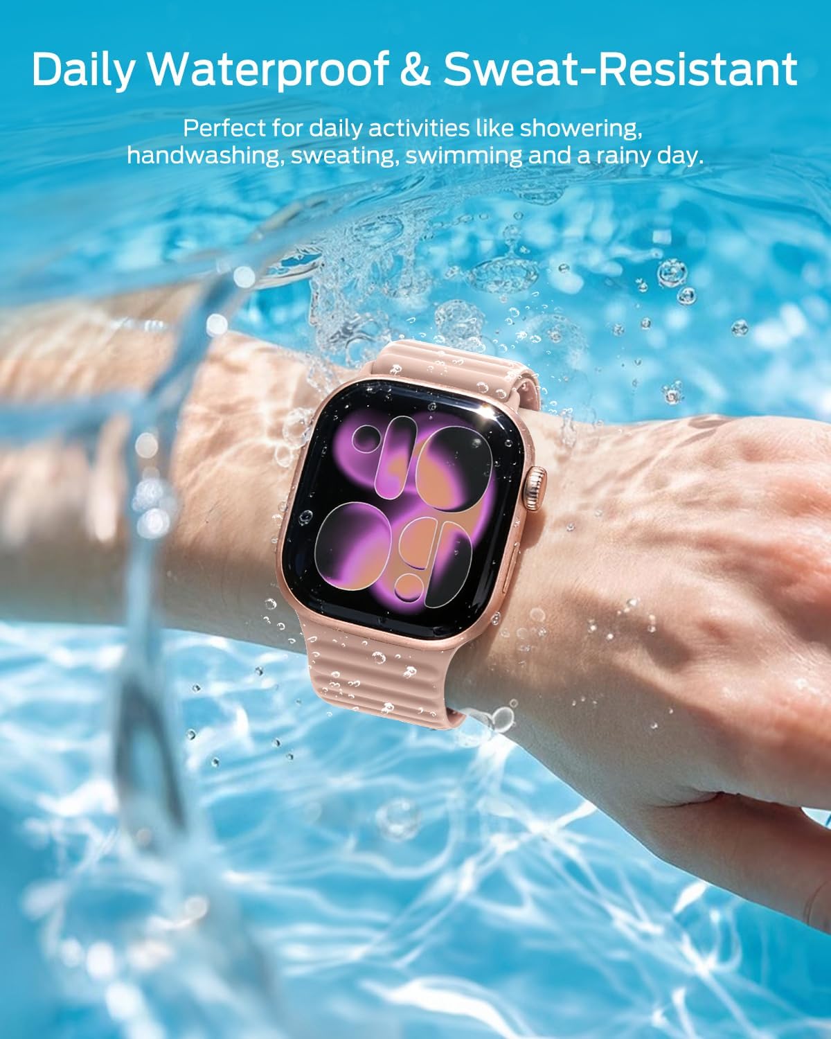 Detalle de Higgs Magnetic Silicone Sport Strap for Apple Watch (38–49mm) – versatile, skin-friendly and easy to adjust