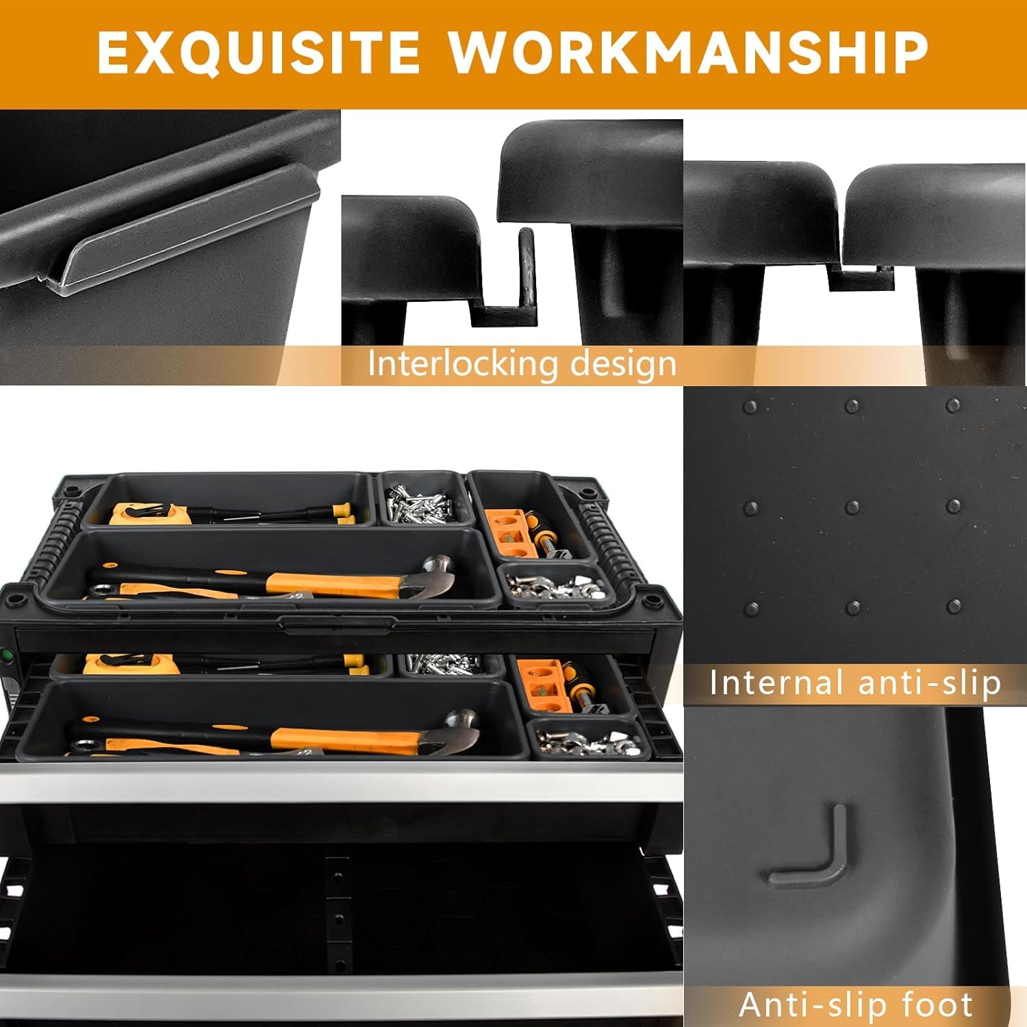 Thumbnail 4 de [60 PCS Upgraded] FLYVOLE Tool Box Organizer Tray set (5 sizes) for desk drawer and rolling tool chest storage