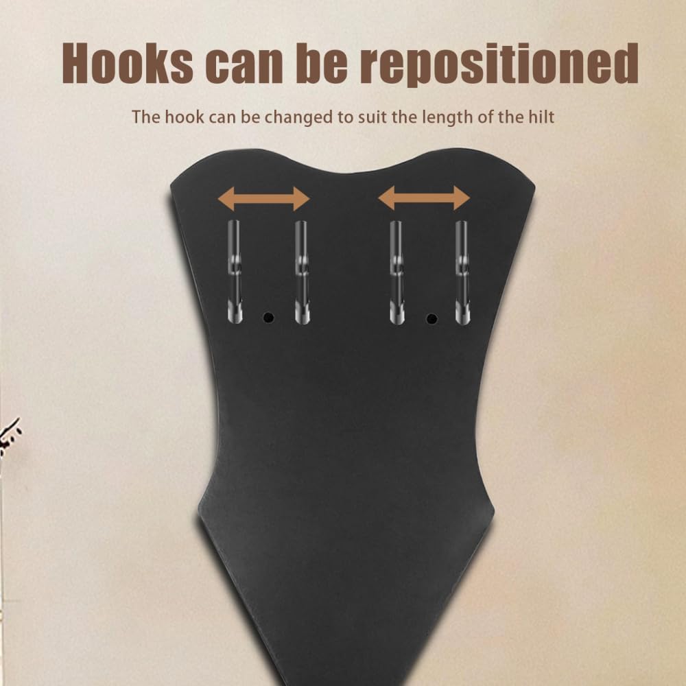 Thumbnail 4 de MiOYOOW Sword Wall Mount Display — Solid Wood Wall-Mounted Sword Stand with Adjustable Hooks