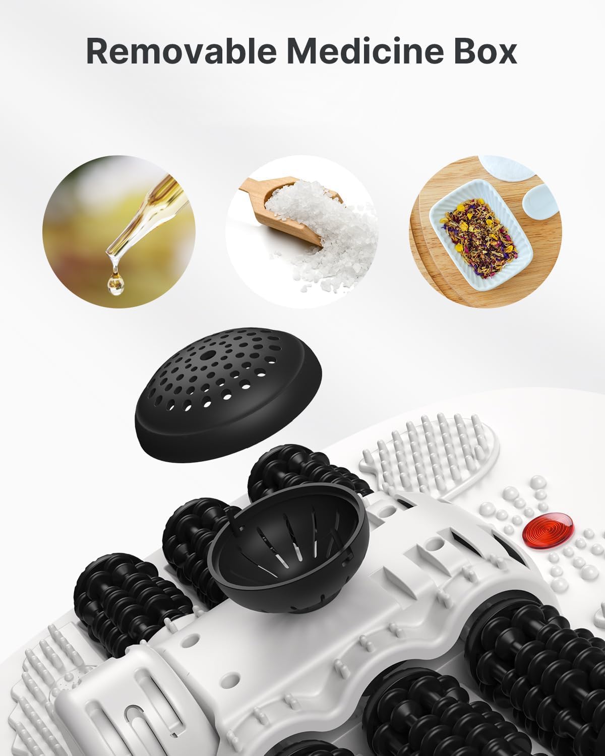 Detalle de Bain de pieds hydromasseur RENPHO avec chauffage rapide, massage automatique et jets de bulles