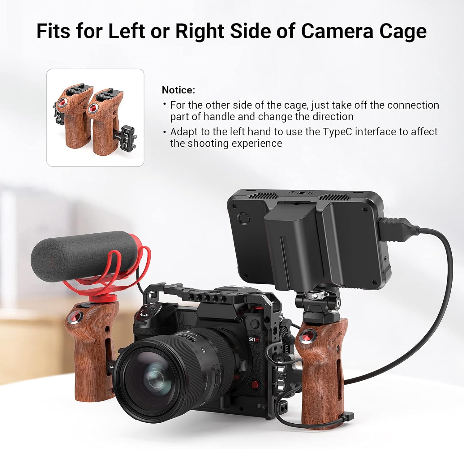 Detalle 2 de SmallRig 3323 Threaded Side Handle with Record Start/Stop Remote Trigger for Sony, FUJIFILM, Panasonic and more