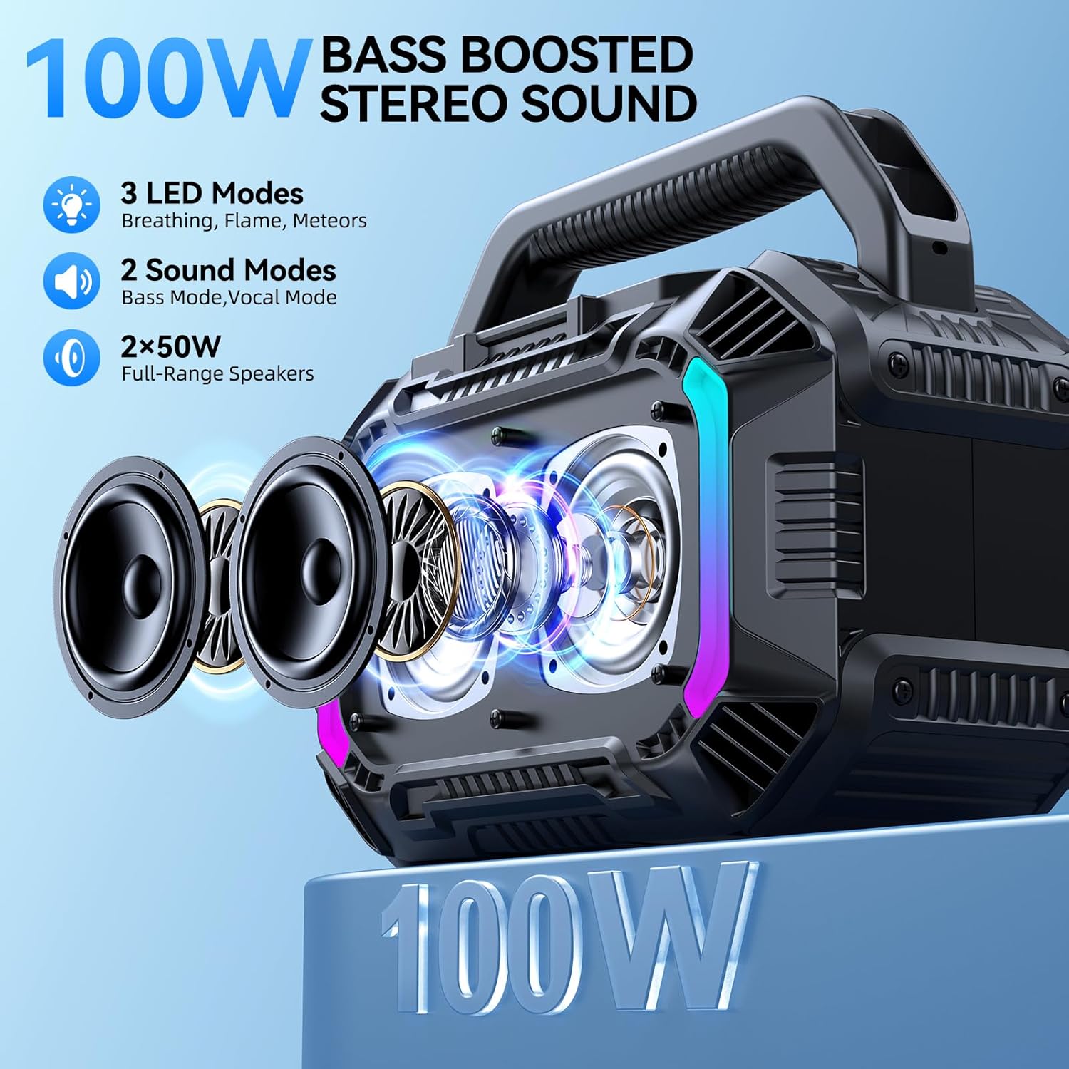 Detalle 2 de Wilody 100W Bluetooth Outdoor Speaker with Bass