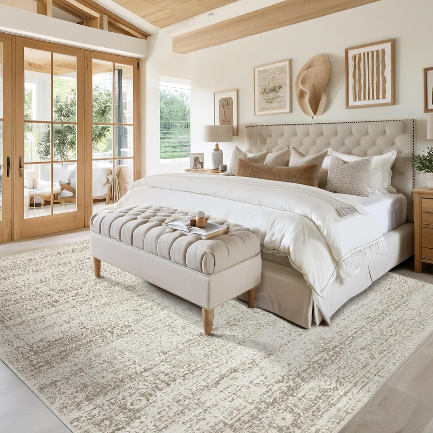 Thumbnail 6 de Srugn 9' x 12' Washable Area Rug, Low-Pile Faux Wool with Rubber Backing