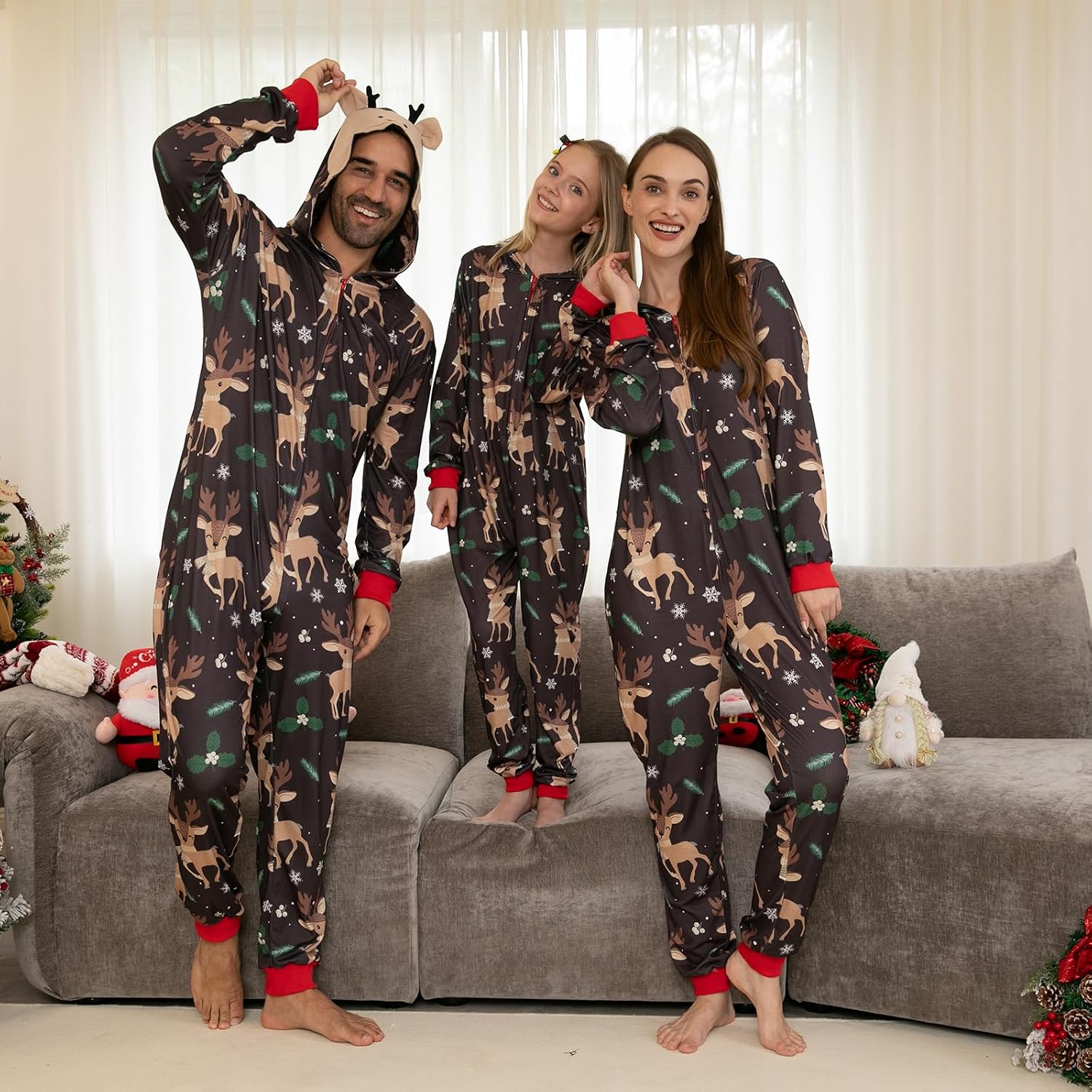Detalle de Neufigr Family Christmas Pajamas, Lightweight Zip-Front Onesie