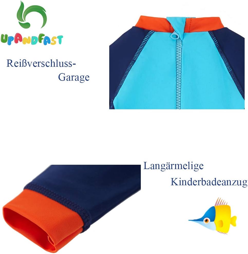 Thumbnail 6 de upandfast Baby Jungen Badeanzug mit Sonnenhut UPF 50+ (einteilig, Reißverschluss)