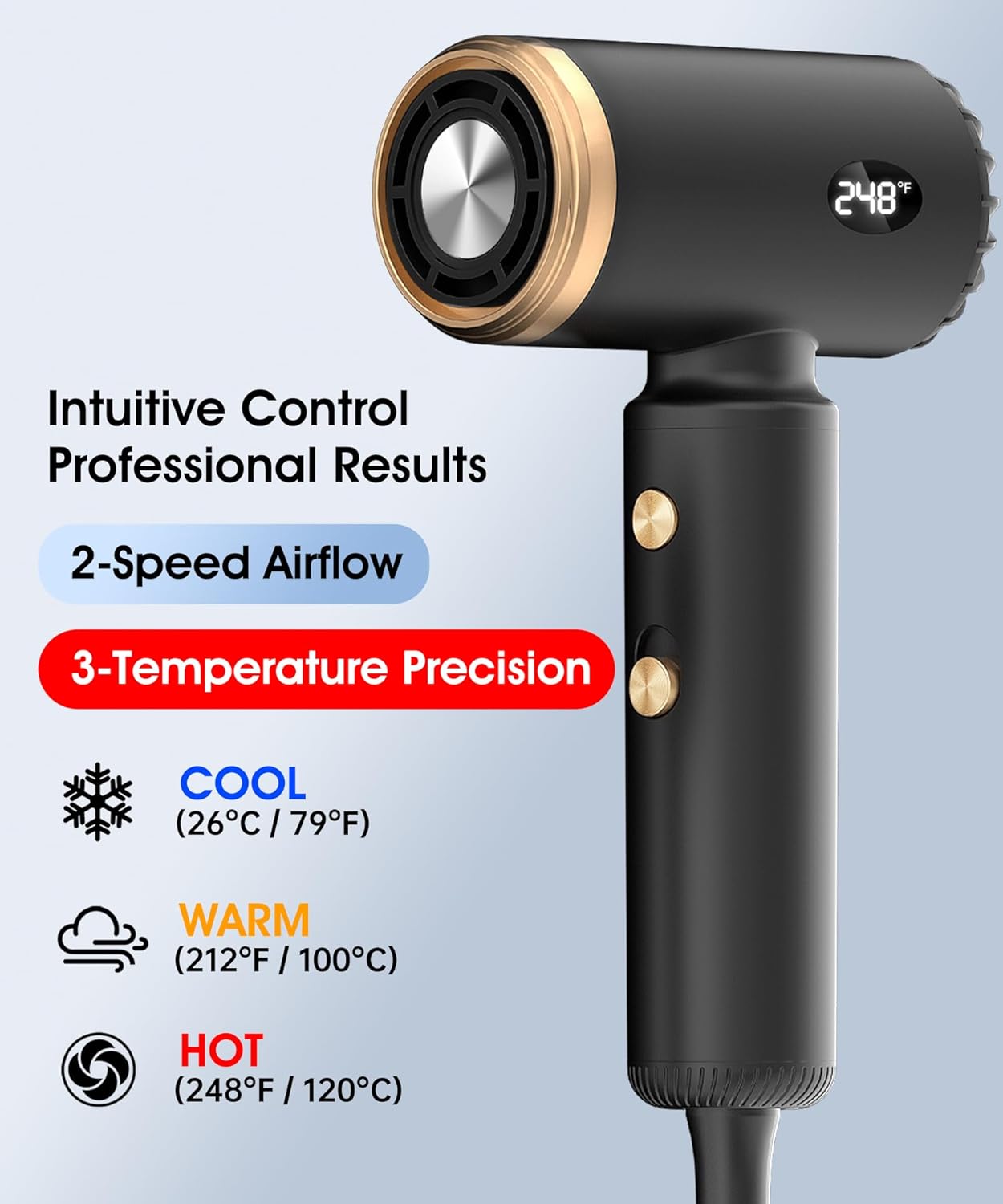 Detalle 2 de Flashbase Travel Hair Dryer: Dual Voltage Mini Ionic Blow Dryer for Fast Drying