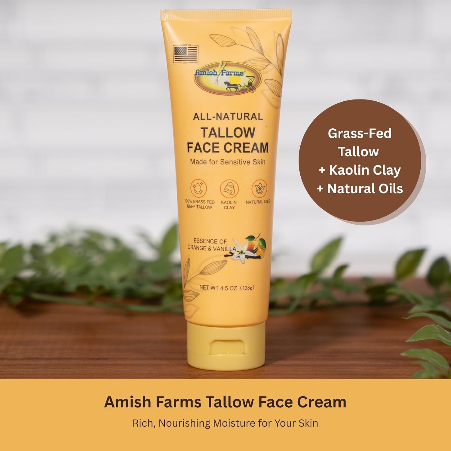 Detalle 2 de Amish Farms Grass Fed Beef Tallow Face Moisturizer with Kaolin Clay, Vitamin E & Olive Oil