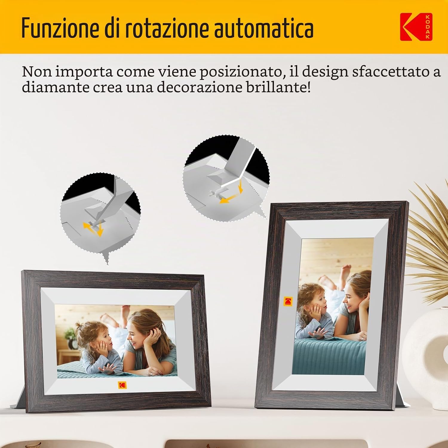Detalle de KODAK Cornice Digitale WiFi 7" IPS Touch – Cornice in legno con 32 GB