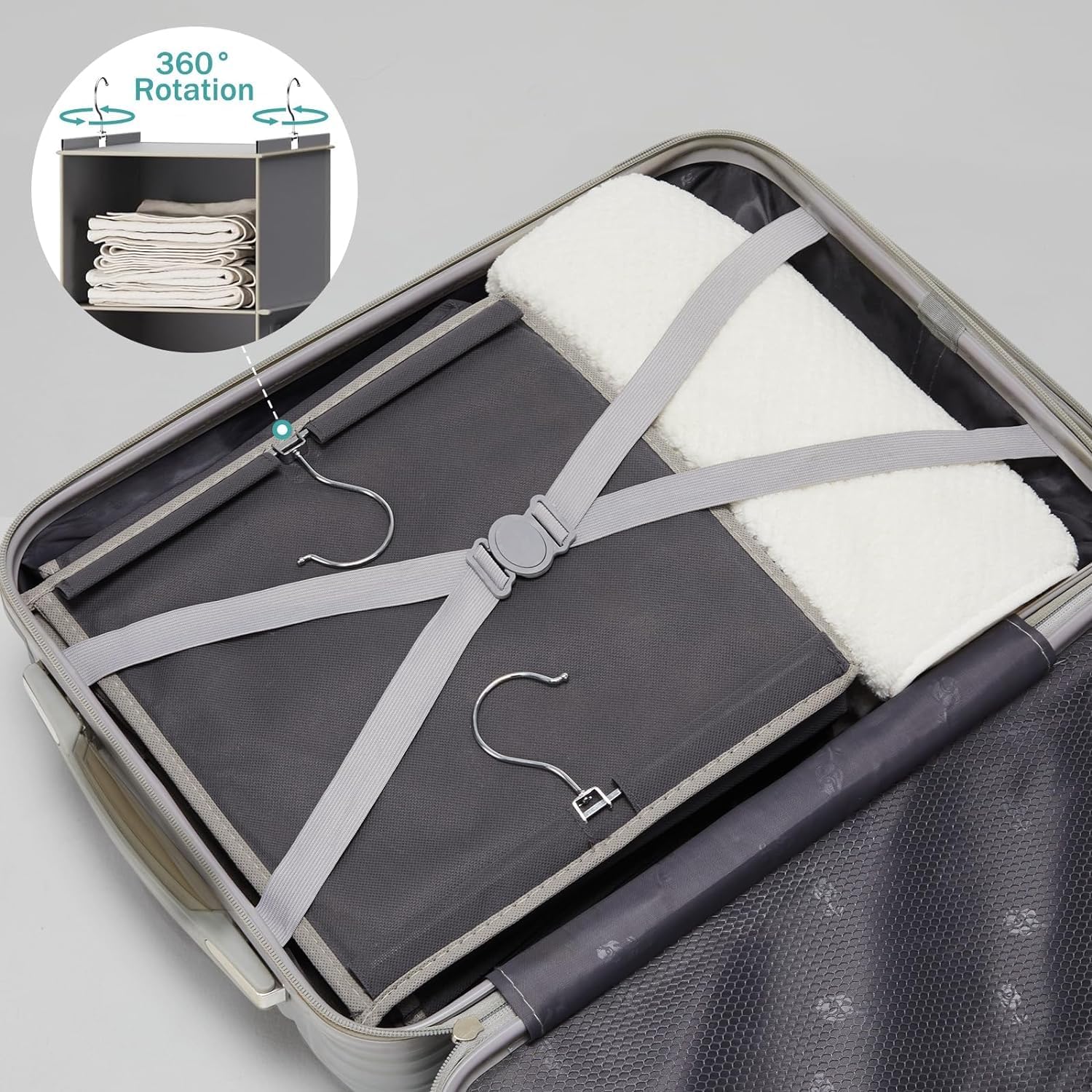 Detalle de YOUDENOVA organizer da appendere per armadio con 6 scomparti (6 mensole) e chiusura in velcro