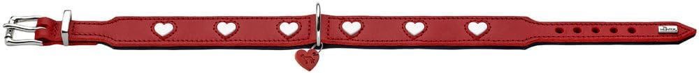 Detalle de Hunter Hundehalsband Love – roter/schwarzer Stil, handgefertigtes Rindsleder, Größe 65
