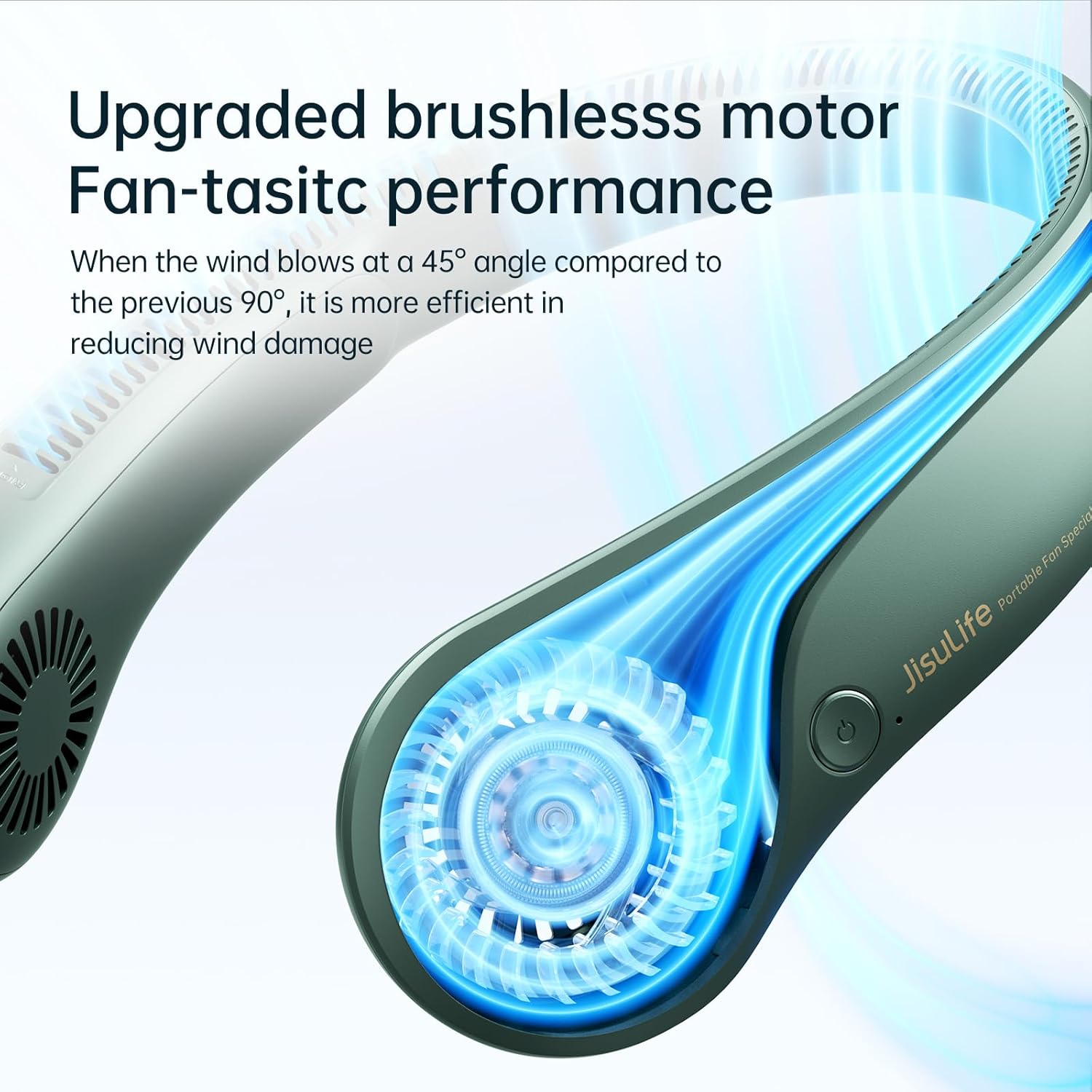 Thumbnail 3 de JISULIFE Portable Neck Fan (Dark Green) – Hands-free bladeless wearable with 5 speeds and 4000 mAh battery