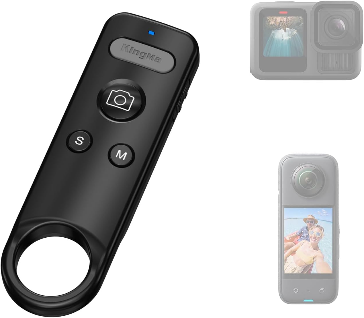 Bluetooth Remote for GoPro & Insta360 action cameras (Bluetooth 5.0, Type-C charging, up to 49Ft)
