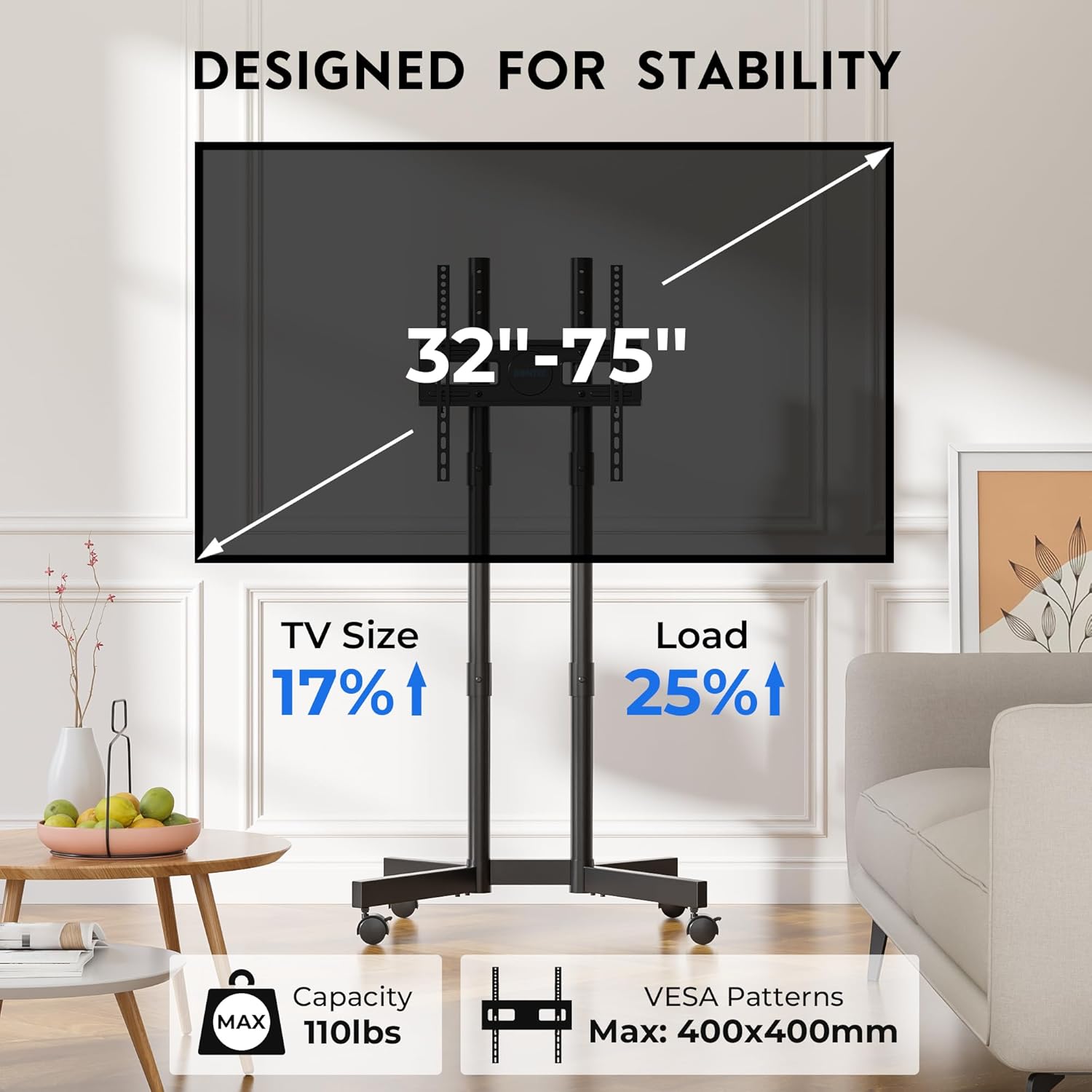 Detalle 2 de BONTEC Soporte de pie para TV 32–70" 50 kg