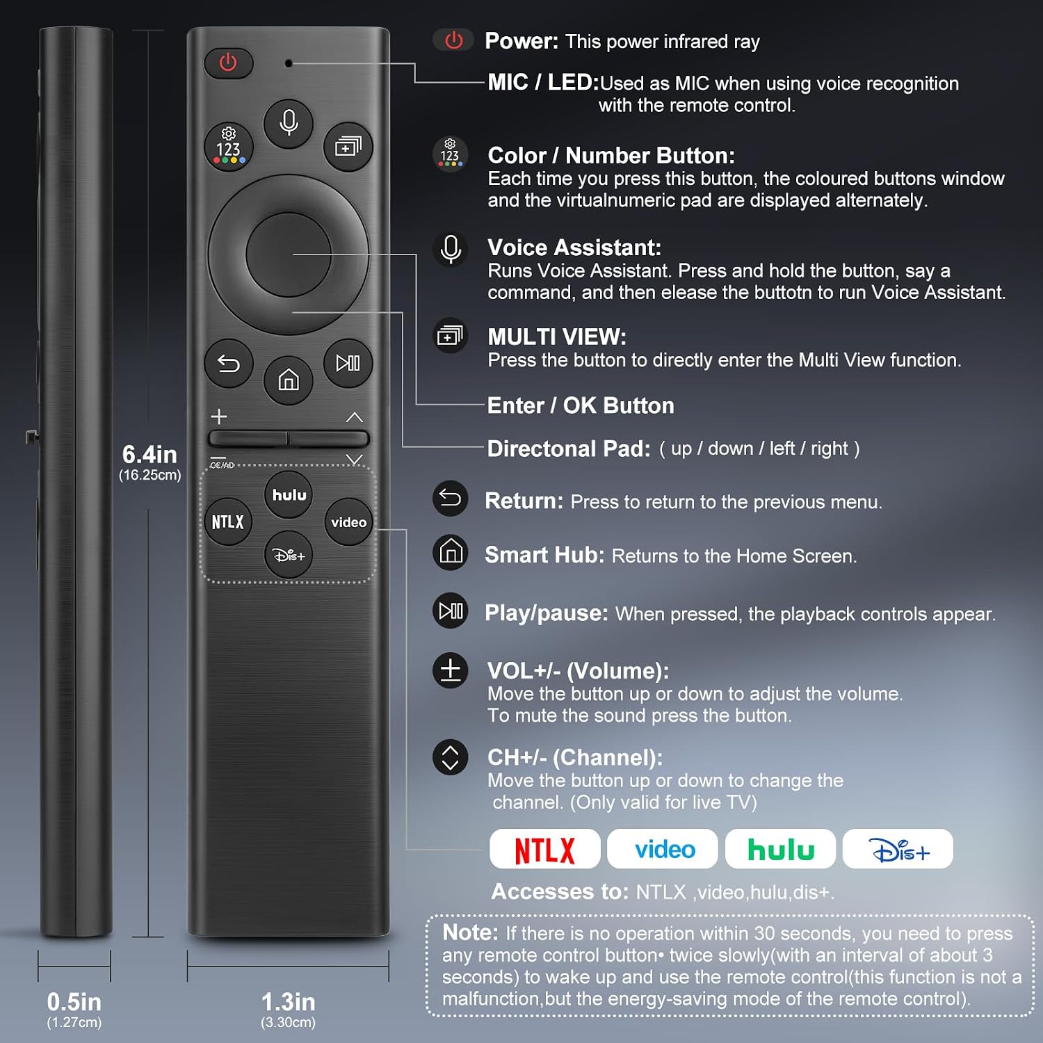 Thumbnail 6 de Angrox Voice Remote for Samsung TVs (2019–2024) – Universal Replacement with Voice Control