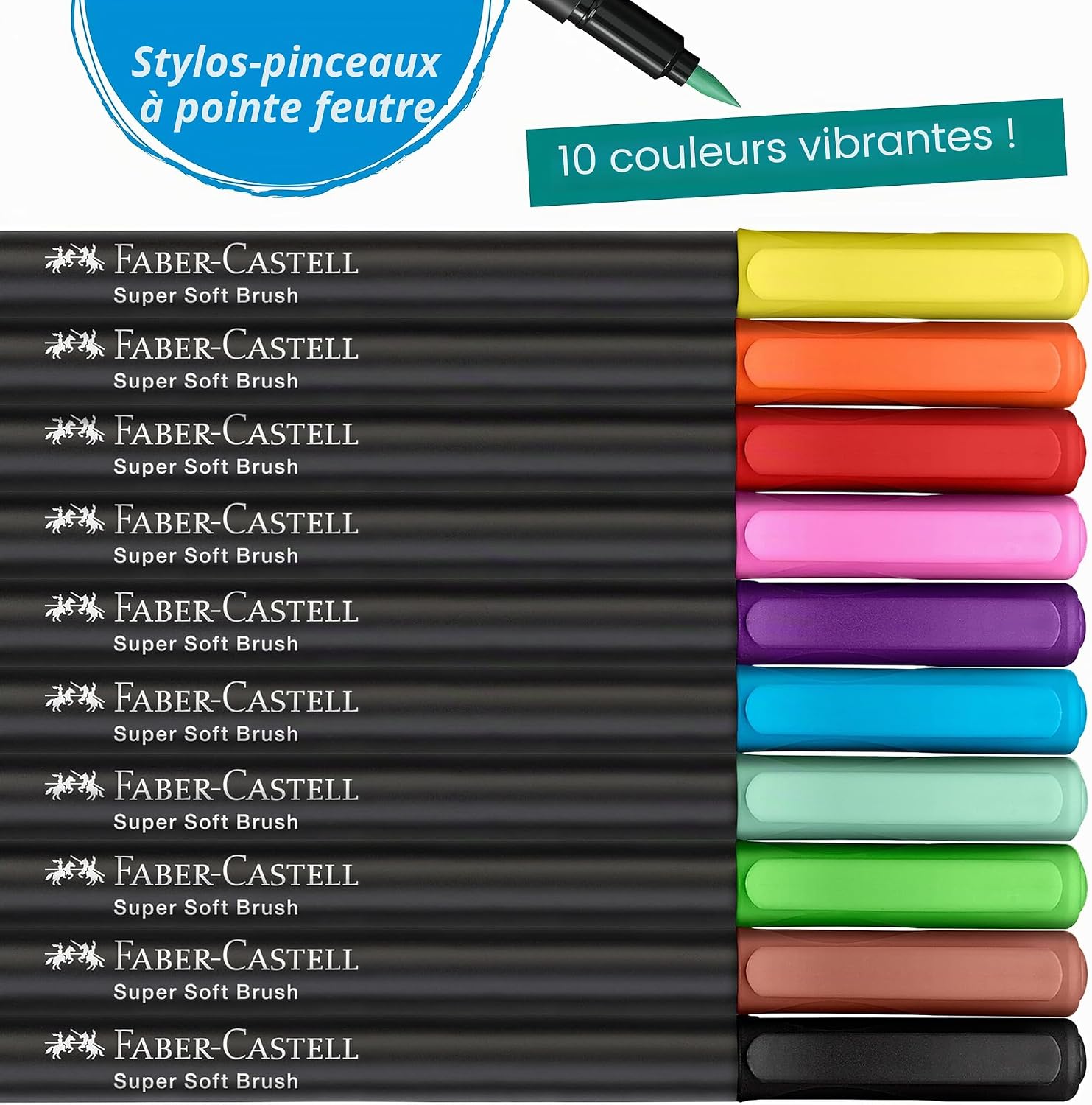 Detalle de Faber-Castell 116451 Black Edition – Set de 10 Feutres Coloriage Adultes et Aquarelle