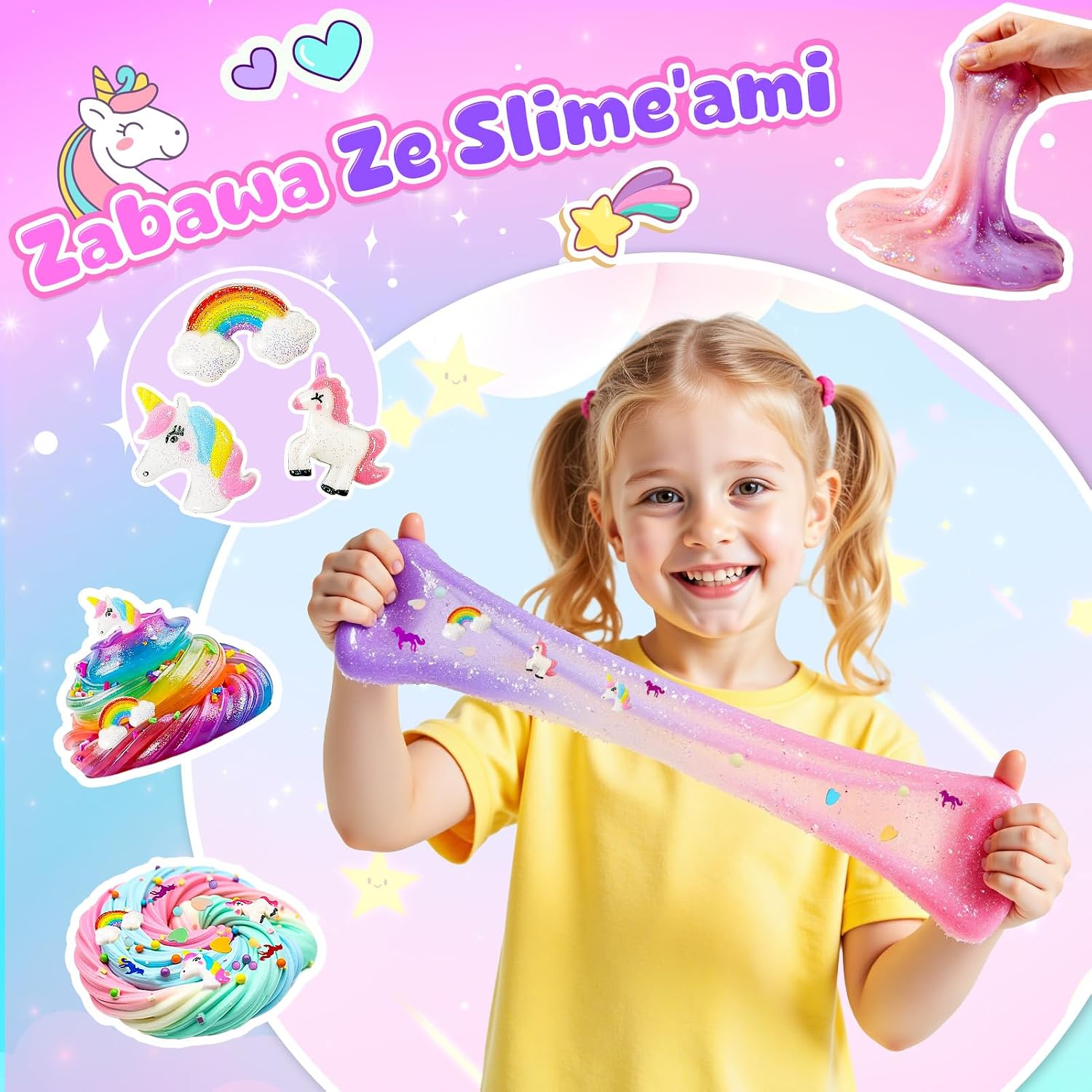 Thumbnail 2 de iKidiki slm – zestaw do slime’a Jednorożec, świecący proszek i 30 elementów