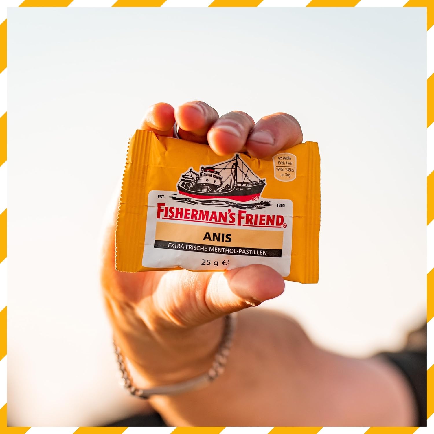 Detalle de Fisherman's Friend Anis – 24er Vorratsbox, vegane Bonbons mit Anis und Menthol, 24 x 25 g