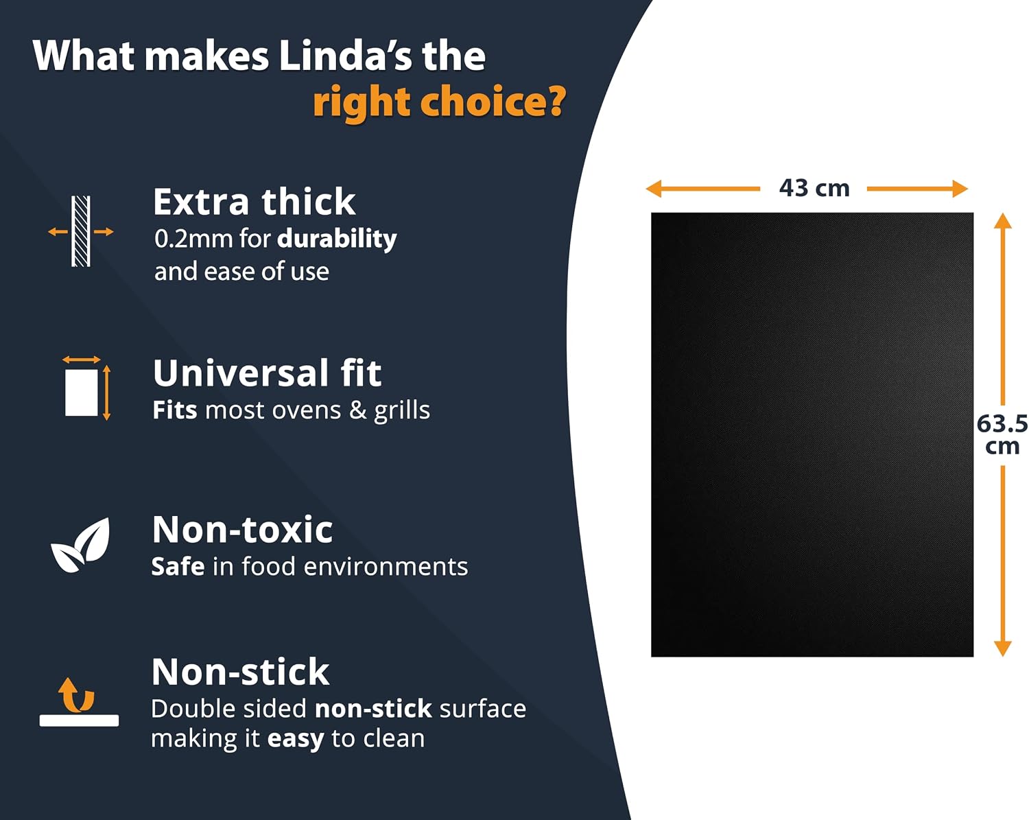 Detalle de Linda’s Essentials Extra Large Oven Liners for Bottom of Oven (2 Pack) — Universal Non-Stick Heat-Resistant Liners, 63.5 x 43 cm