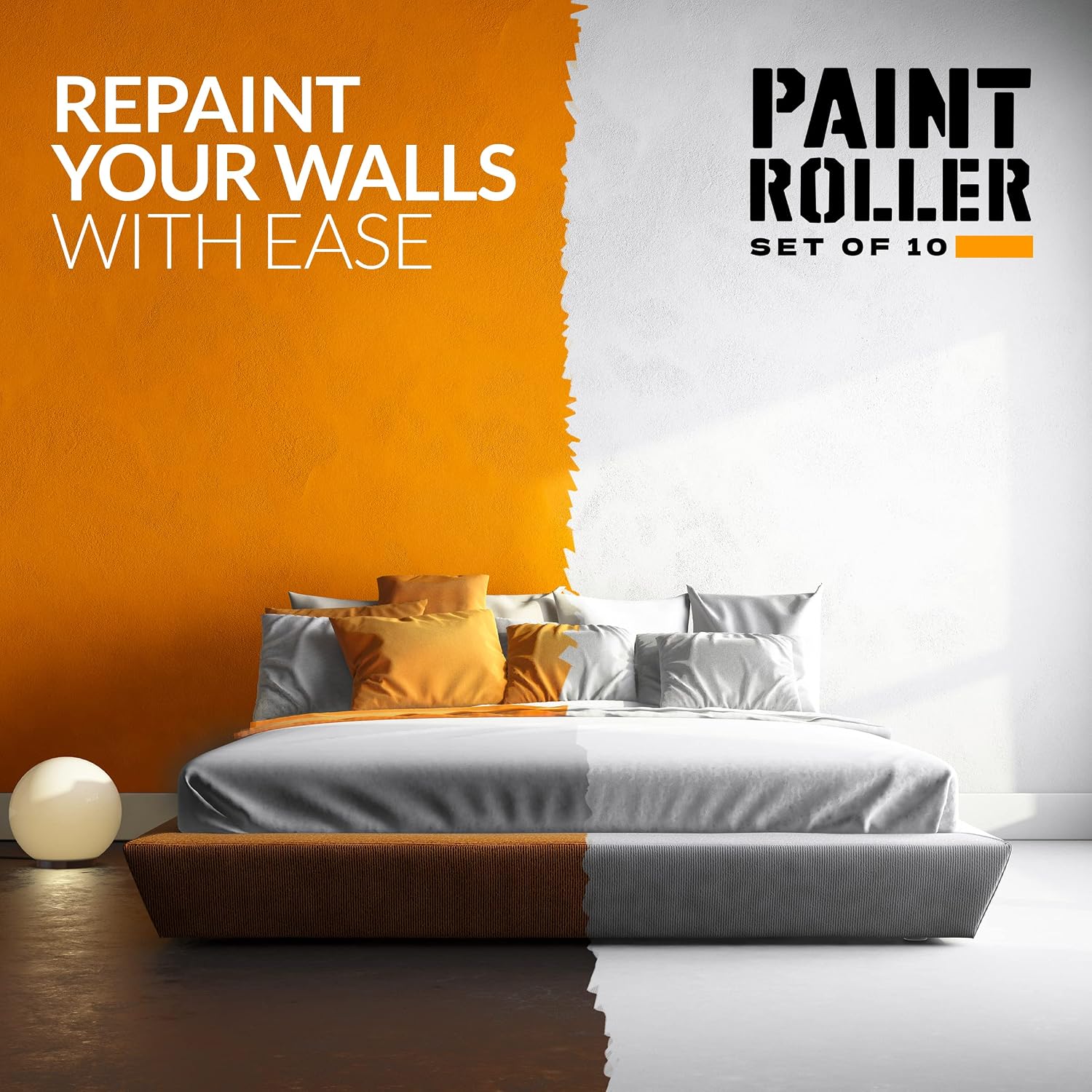 Detalle de Raulde Paint Roller Set of 10 with tray, mini & large roller covers, brush, tape and mixers
