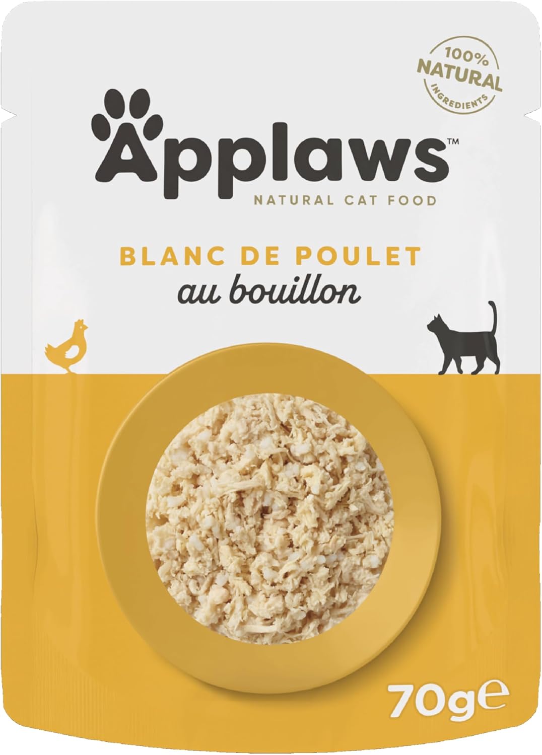 Detalle de Applaws Nourriture Humide 100% Naturelle pour Chat – Poitrine de Poulet en Bouillon, Pack de 12 x 70 g