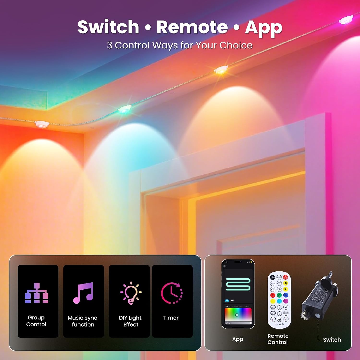 Thumbnail 2 de Quntis 100FT Smart Permanent Outdoor Lights, RGB + IC, 60 LEDs