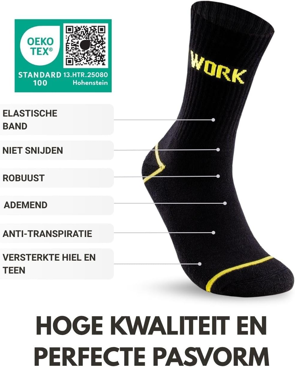 Detalle 2 de 10 Paar Werksokken Heren WORK Socks, katoenen sokken voor werkdagen