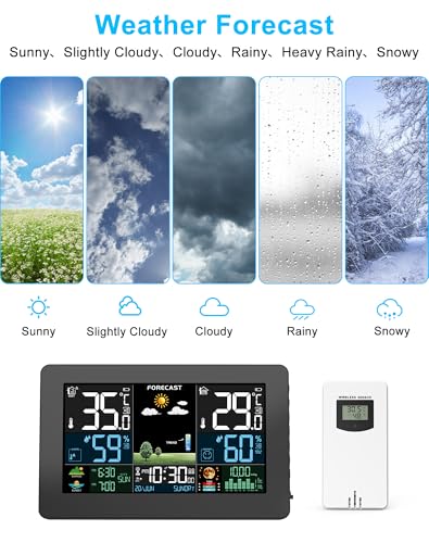 Detalle de Station météo sans fil HAOYAO : écran couleur, prévision locale et capteurs externes