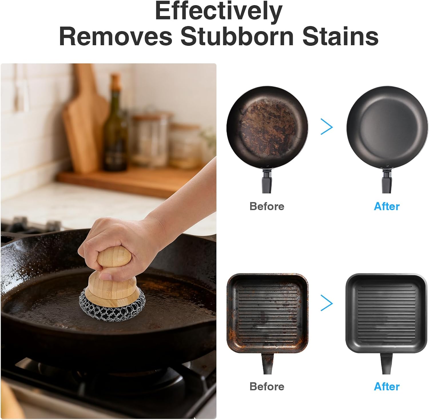 Thumbnail 4 de Cast Iron Pan Scrubber with 2 Scrapers