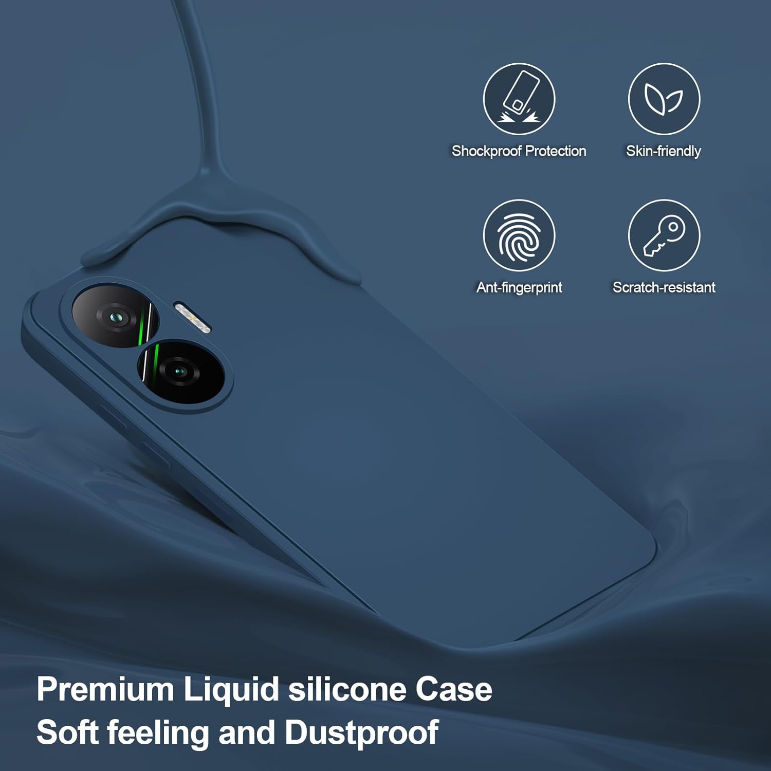 Thumbnail 2 de Btstring Hülle für Xiaomi Poco F7 – Silikon-Case mit mikrofaserweichem Futter (blau)