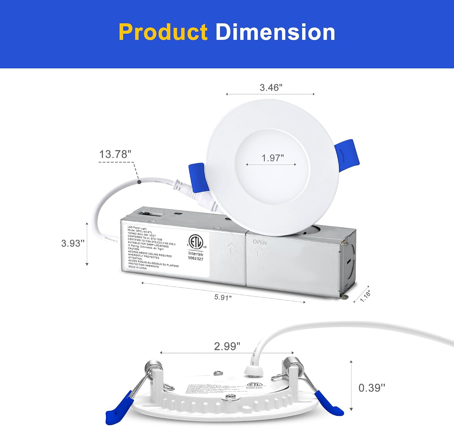 Detalle 2 de INCARLED INCAR-3IN-5W 3-Inch LED Recessed Pot Lights, 5CCT, Dimmable, 4-Pack