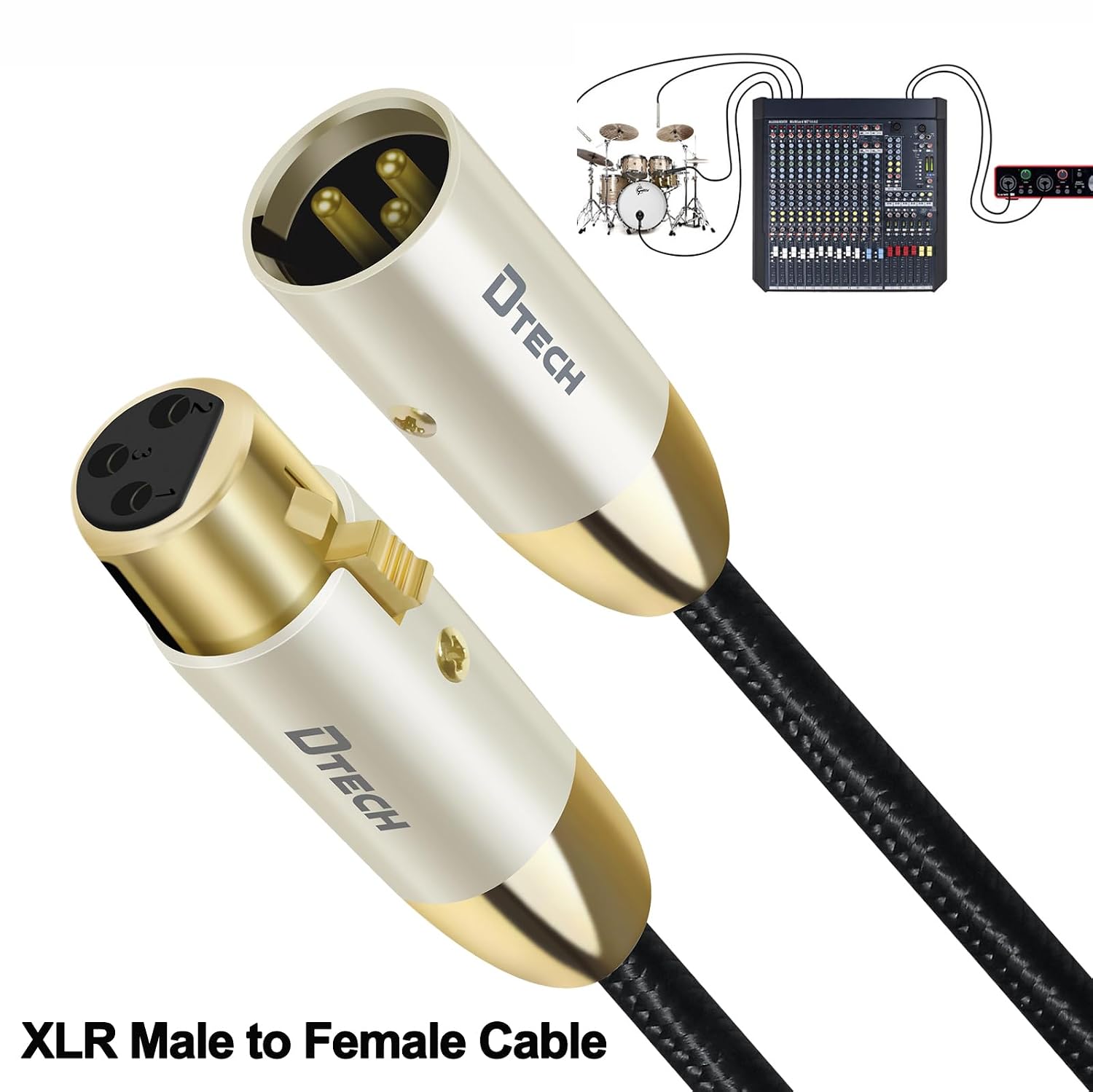 Detalle 2 de DTECH XLR microphone cable, 3-meter