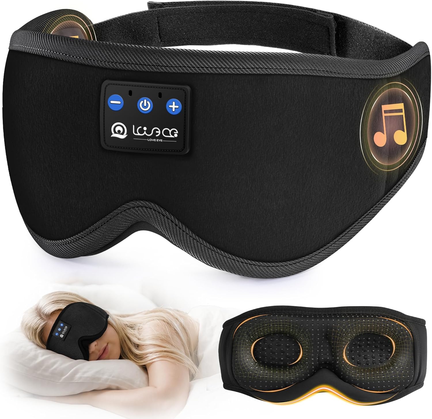 Thumbnail 4 de LOVE EYE Masque de Sommeil Bluetooth avec Écouteurs Sans Fil – Bandeau Audio 100% Occultant