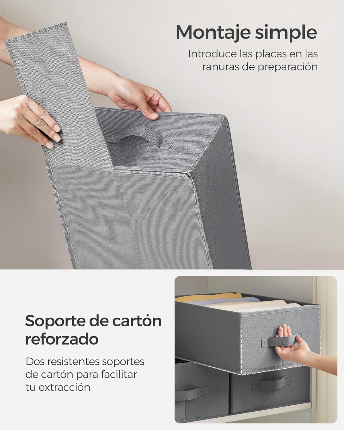 Detalle 2 de SONGMICS RUS009G04 Organizadores Plegables para Cajón y Armario