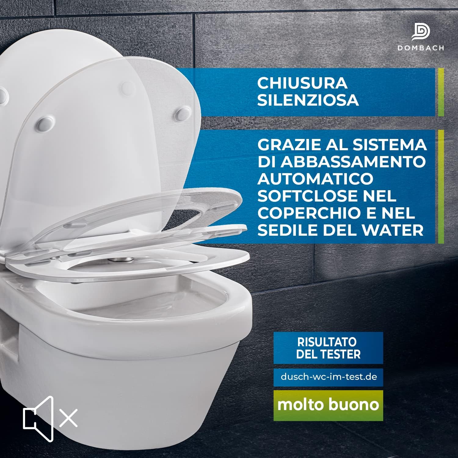 Thumbnail 2 de Dombach Aliano Coperchio Water slim bianco universale con soft-close, rimovibile antibatterico in duroplast