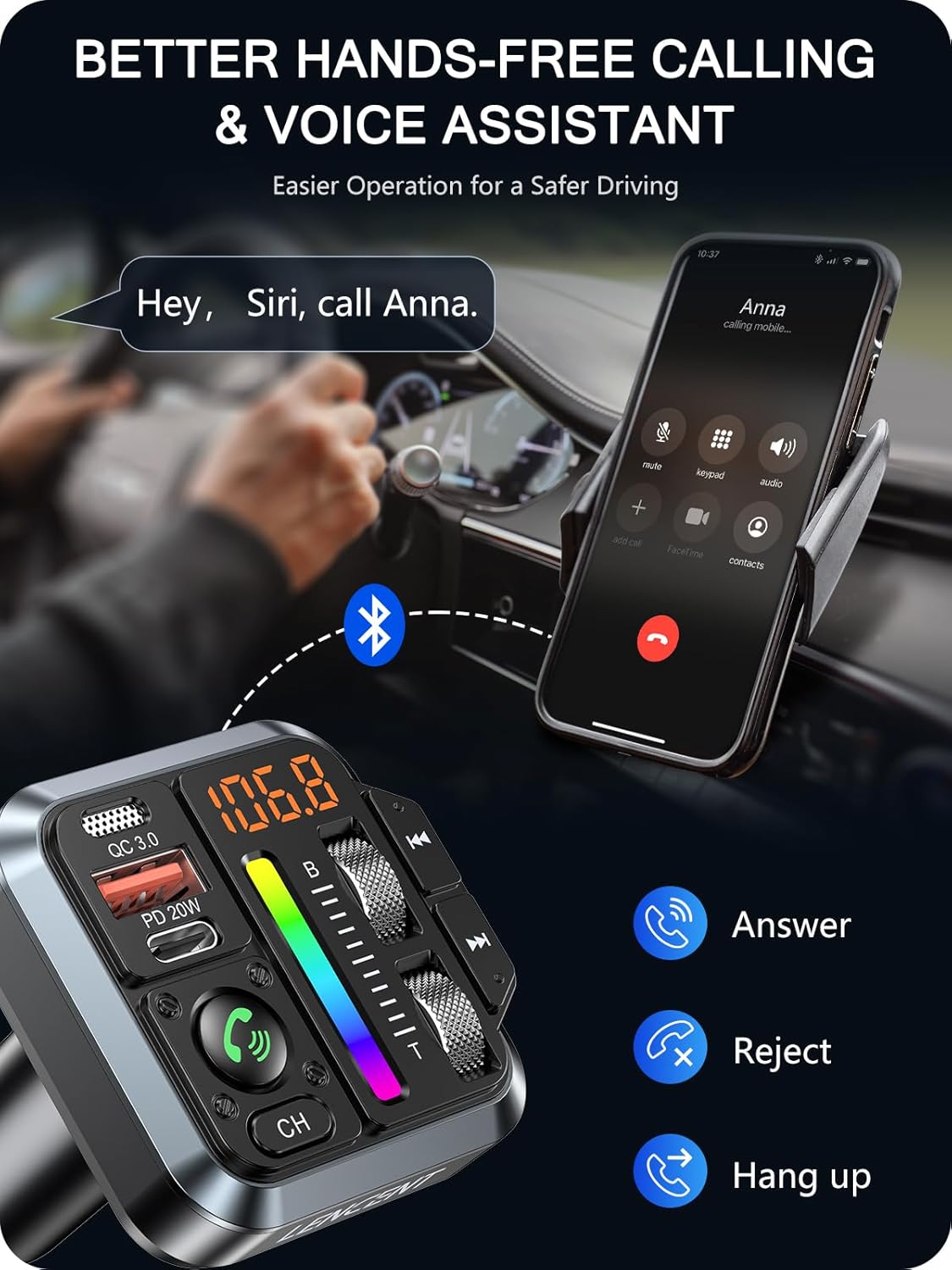 Thumbnail 5 de LENCENT Transmisor FM Bluetooth 5.3 20W