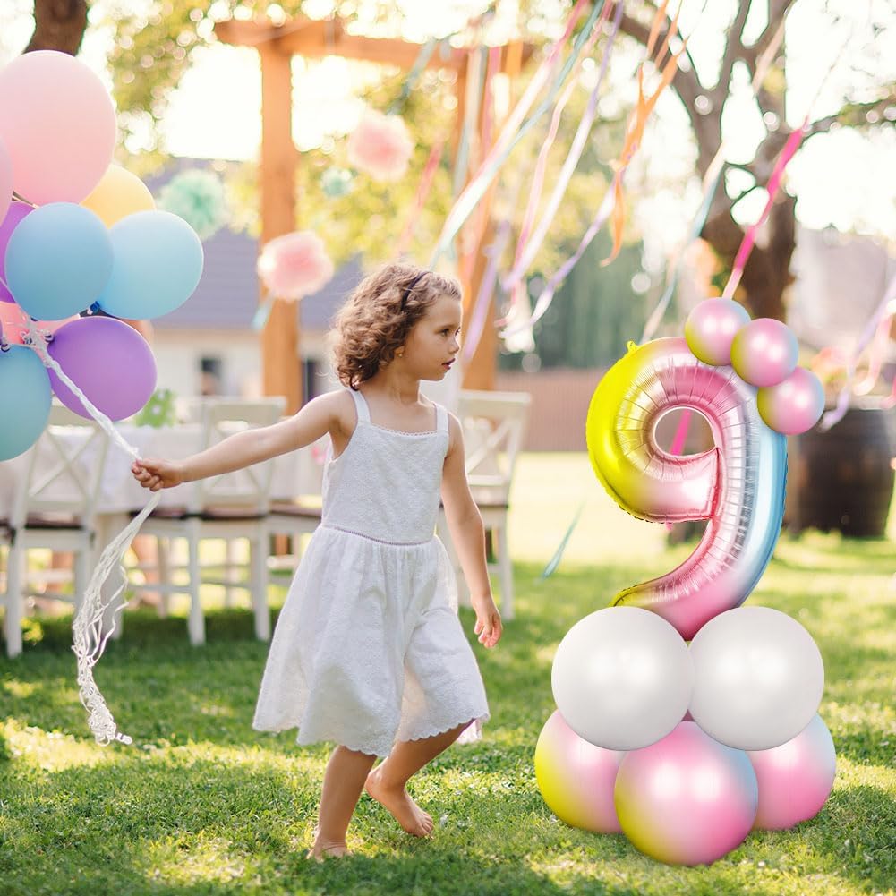 Detalle 2 de OFFCUP Farbverlauf Zahl Luftballoon 18 – Riesiger Folienballon 101 cm