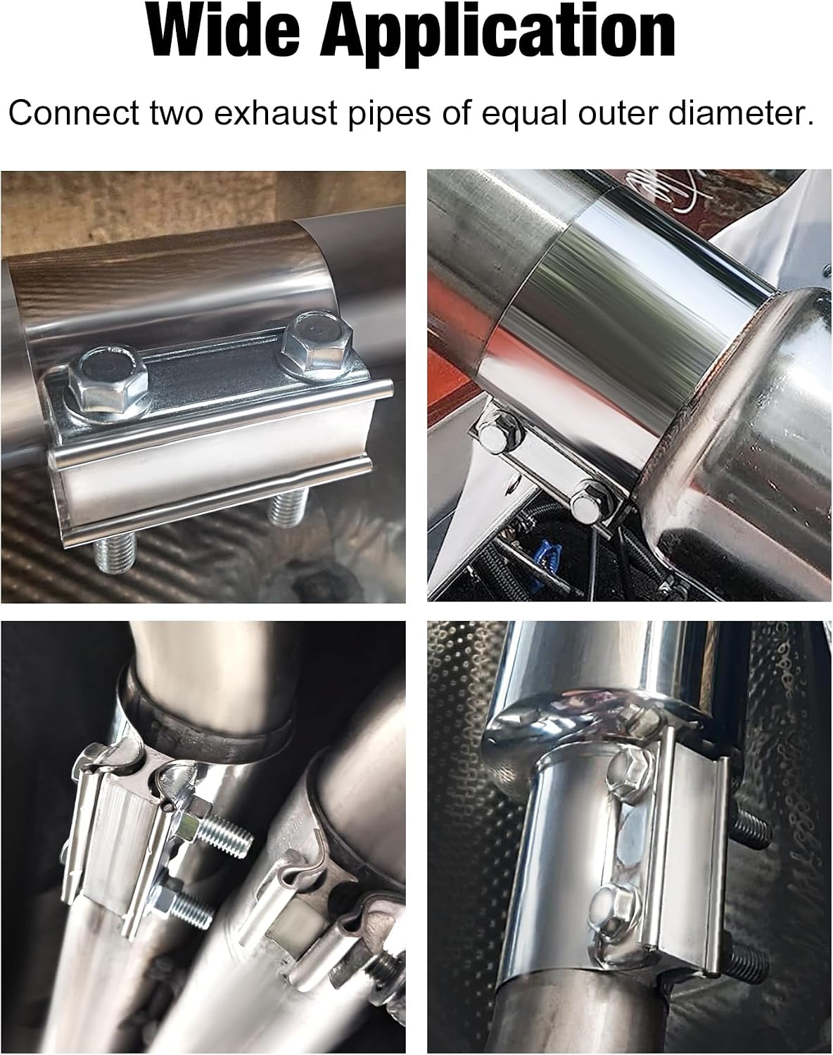 Thumbnail 6 de EVIL ENERGY 2.5 Inch Exhaust Clamp (2 1/2" Butt Joint Band Clamp Sleeve) Stainless Steel, 4-Pack