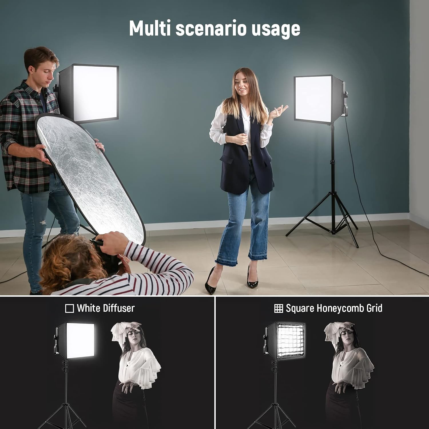 Detalle de NEEWER softbox pieghevole 12,2"x11,4" con griglia per luci video NL660/NL660S/SNL660/RGB660