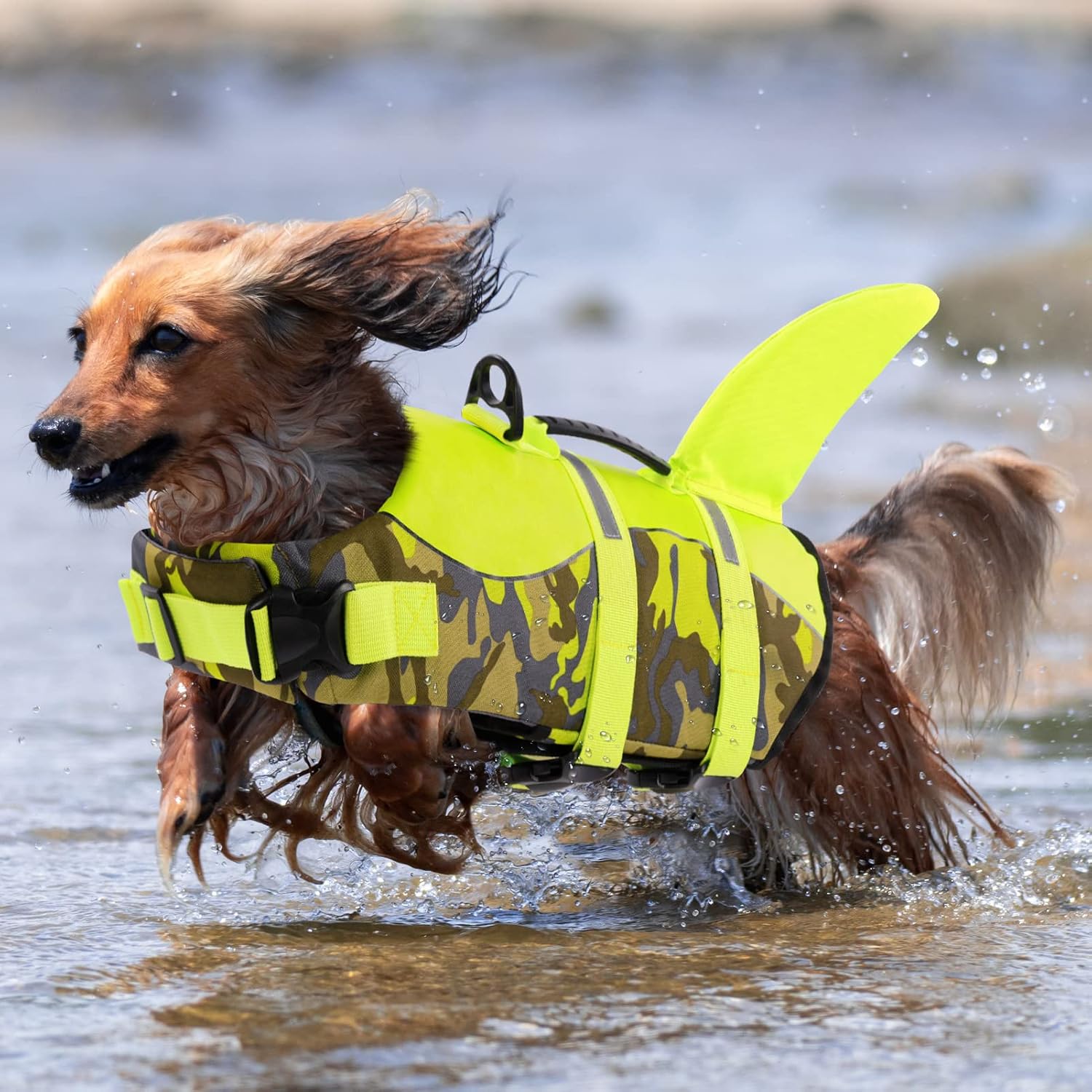 Detalle de Queenmore Dog Swimming Vest (Large) – Adjustable Pet Life Jacket with Rescue Handle