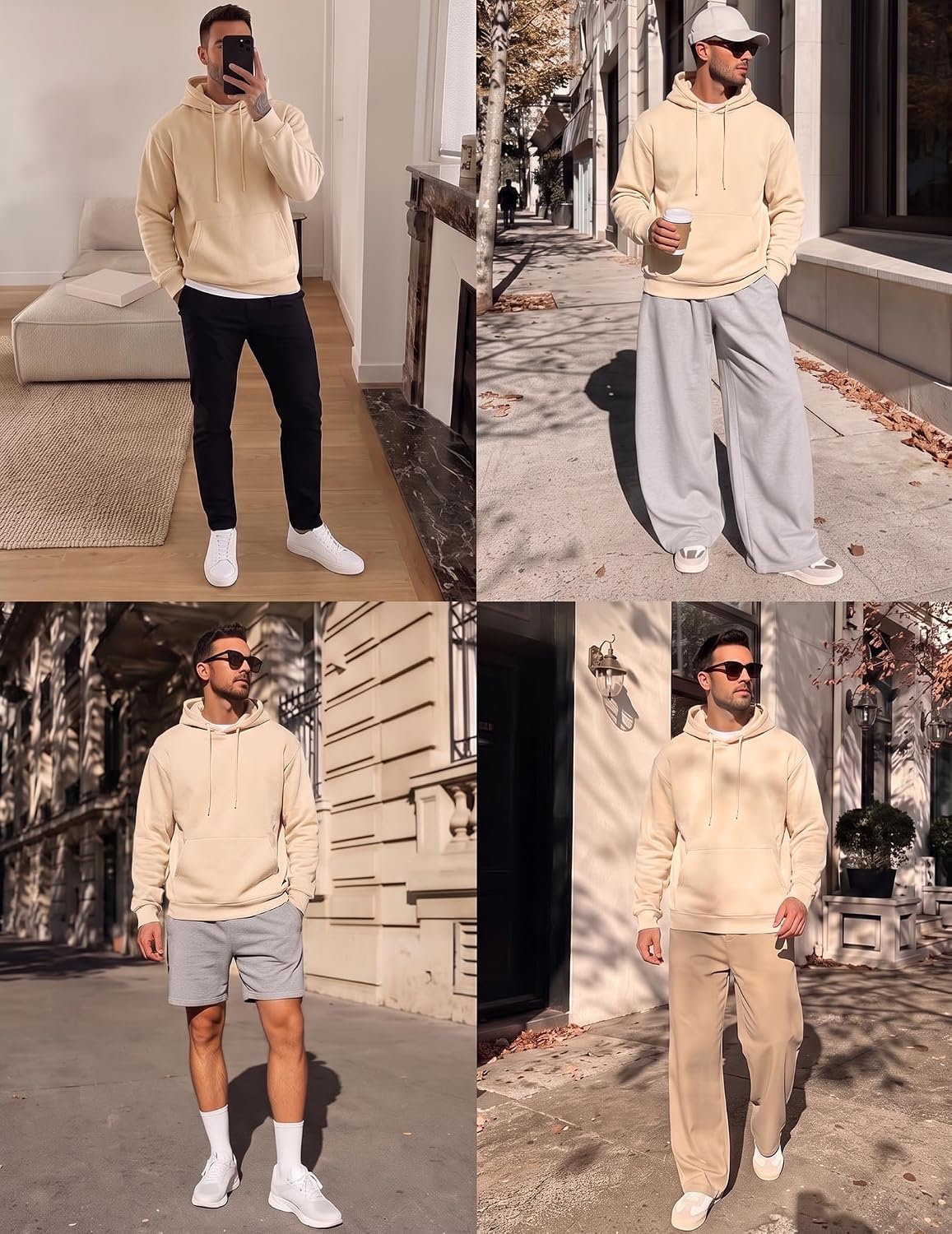 Detalle de JMIERR Mens Casual Cotton Hooded Hoodie – Lightweight, Soft & Flexible Everyday Pick