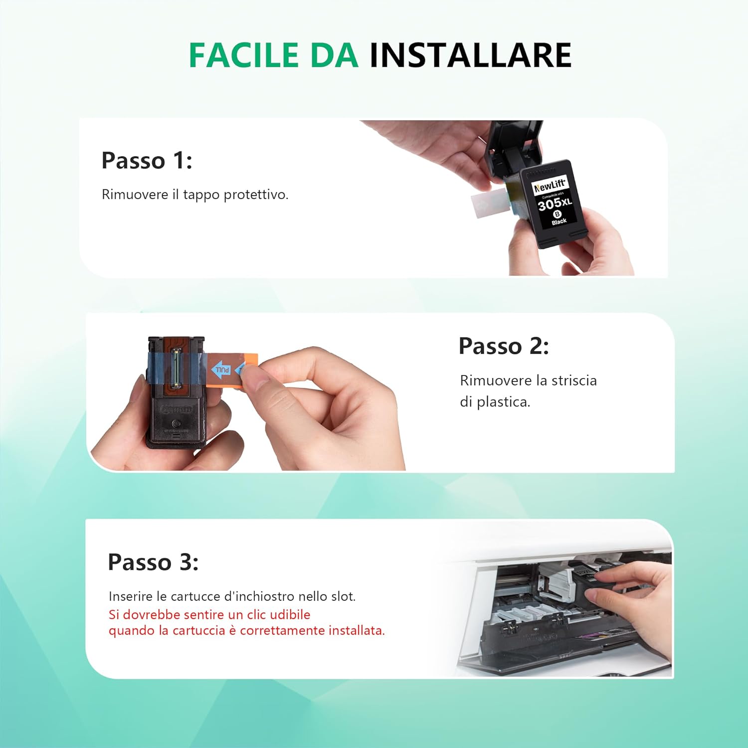 Thumbnail 6 de NewLift 305 XL Cartuccia d'inchiostro: set nero e colore compatibile HP 305XL per Deskjet/Envy (2-pack)