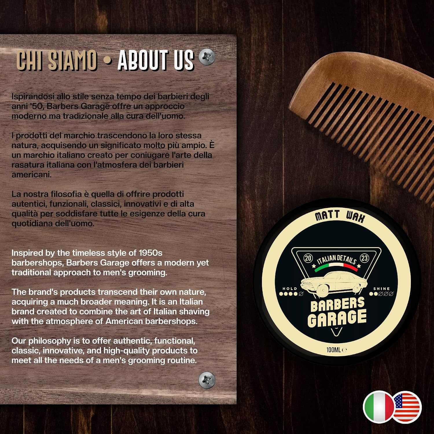 Detalle de Barbers Garage Matt Wax – Cera Opaca Capelli Uomo, Tenuta Forte e Finish Naturale