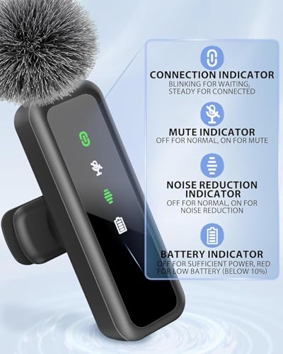 Thumbnail 1 de AUJQMYCA Wireless Lavalier Microphone (2-Pack) for iPhone 15/16 – USB-C Mini Mic with Noise Cancellation and LED Display
