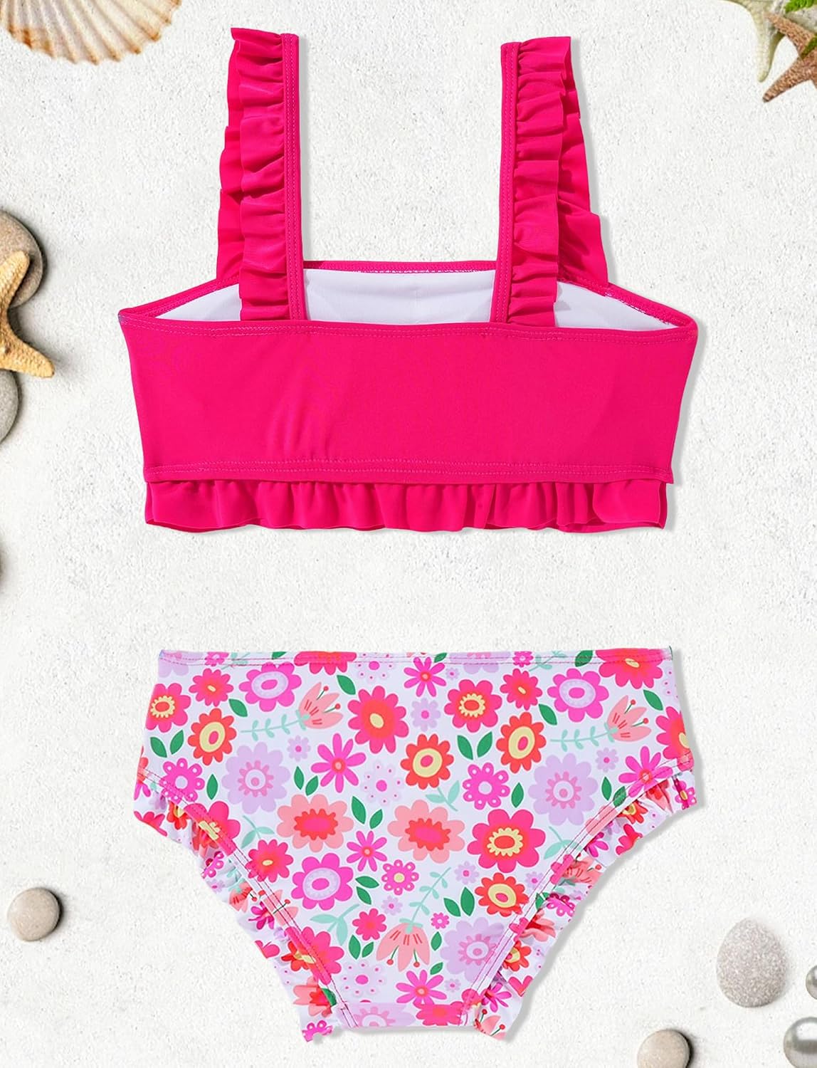 Detalle de Tween Girls Two-Piece Floral Print Bikini Set (Size 5–14) with Chest Pads